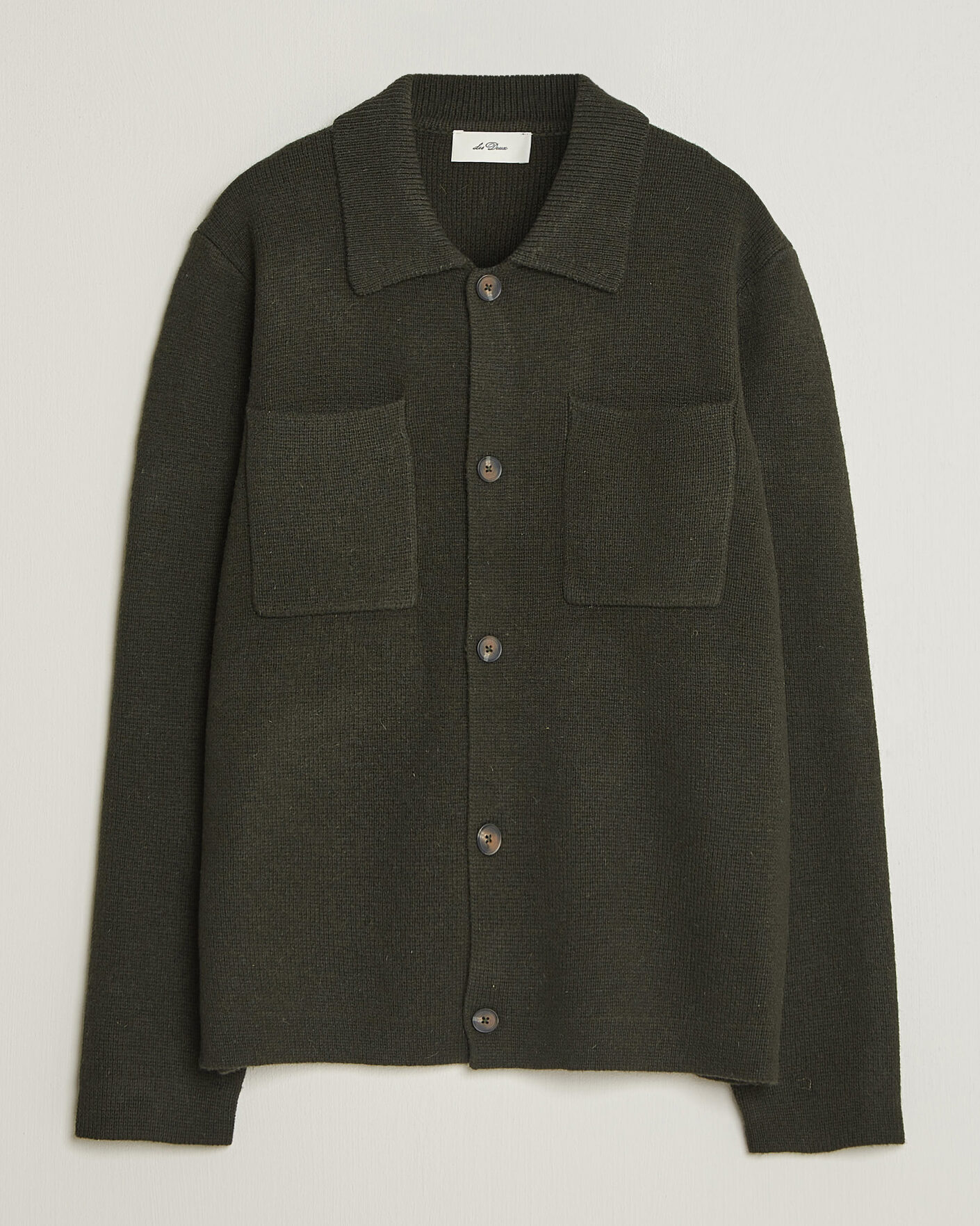 Hombres | Jerséis y prendas de punto | LES DEUX | Milano Knit Overshirt Rosin Green