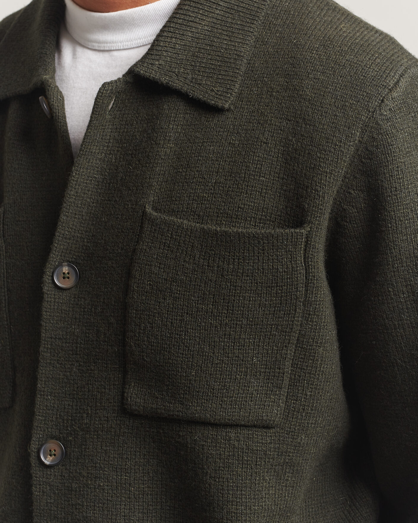 Hombres | Jerséis y prendas de punto | LES DEUX | Milano Knit Overshirt Rosin Green