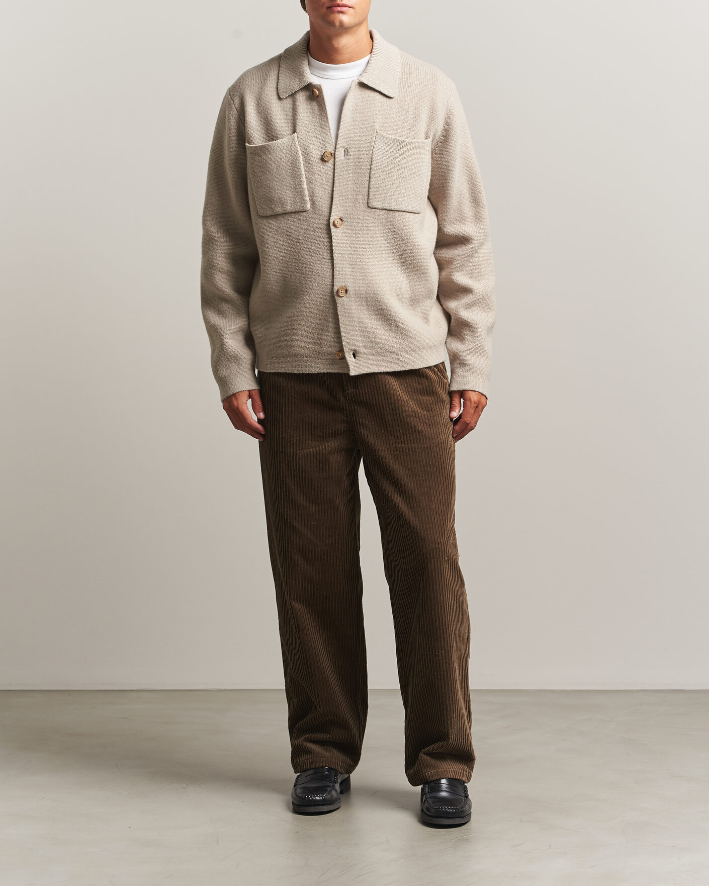 Hombres | Jerséis y prendas de punto | LES DEUX | Milano Knit Overshirt Light Sand