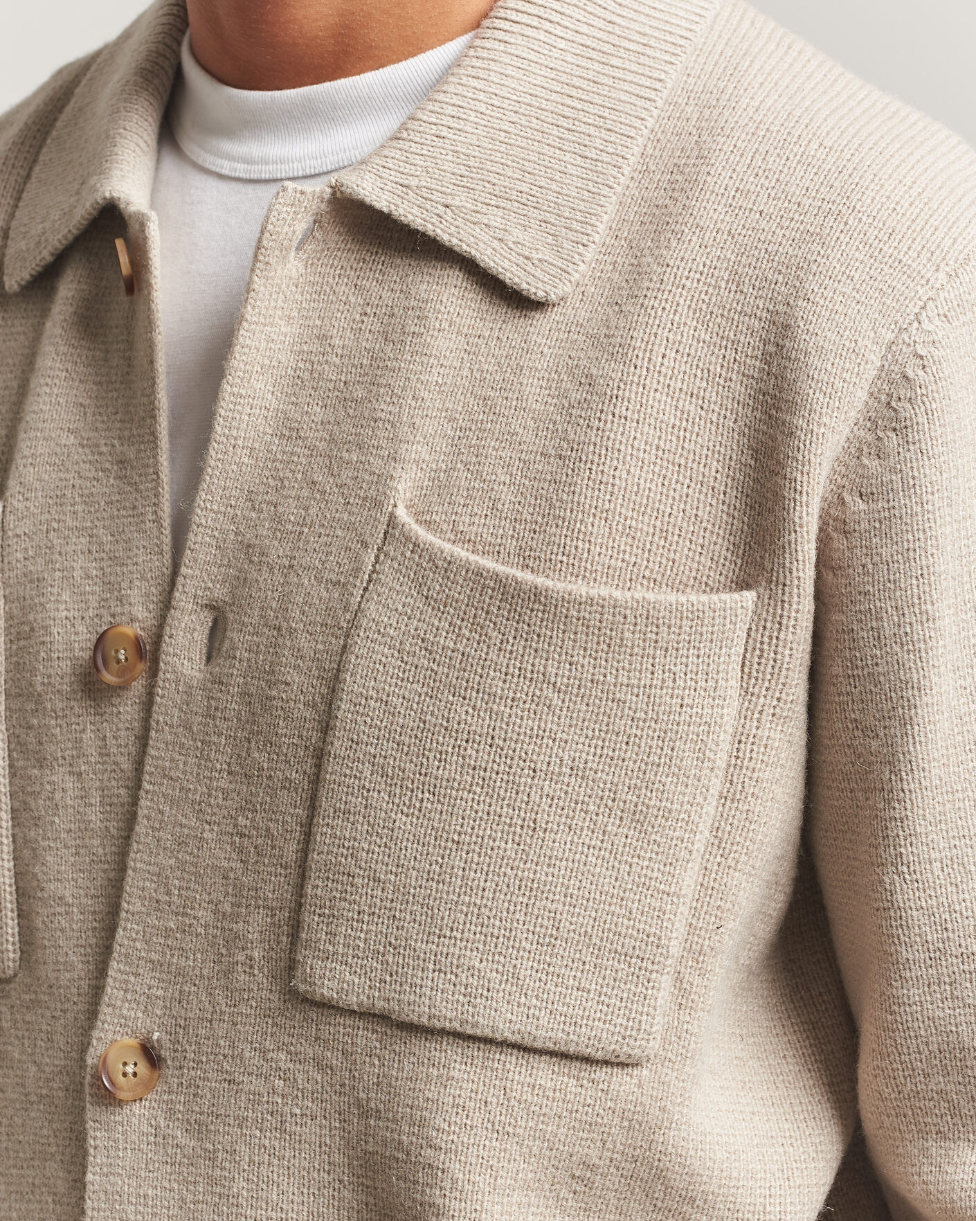 Hombres | Jerséis y prendas de punto | LES DEUX | Milano Knit Overshirt Light Sand