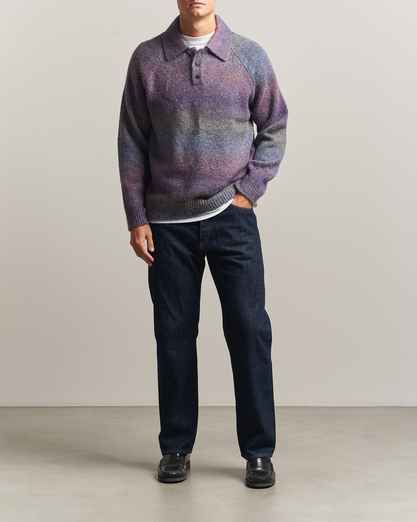 Hombres | Jerséis y prendas de punto | LES DEUX | Gradient Knitted Polo Spiced Plum