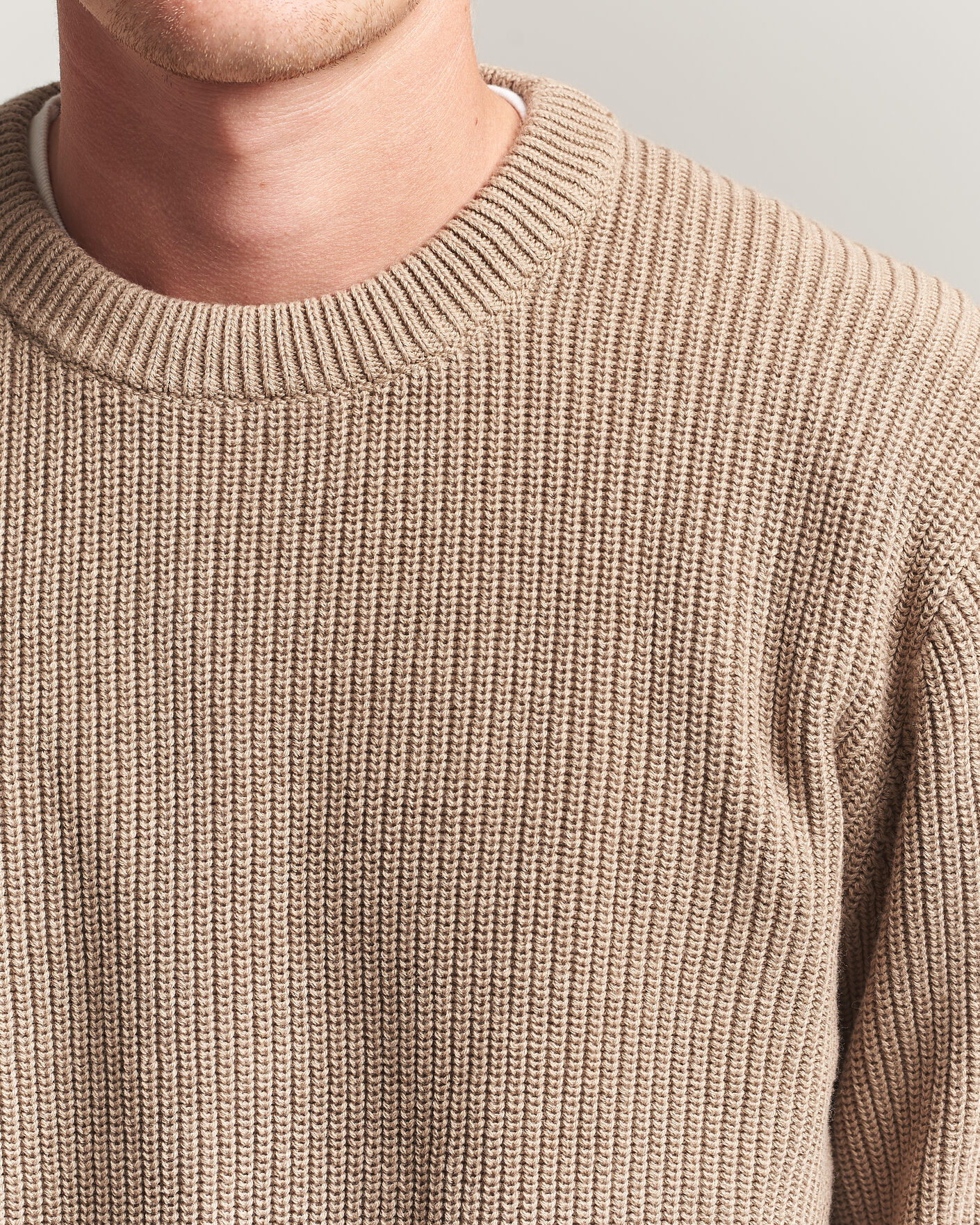 Hombres | Jerséis y prendas de punto | LES DEUX | Rib Crewneck Knit Dark Sand