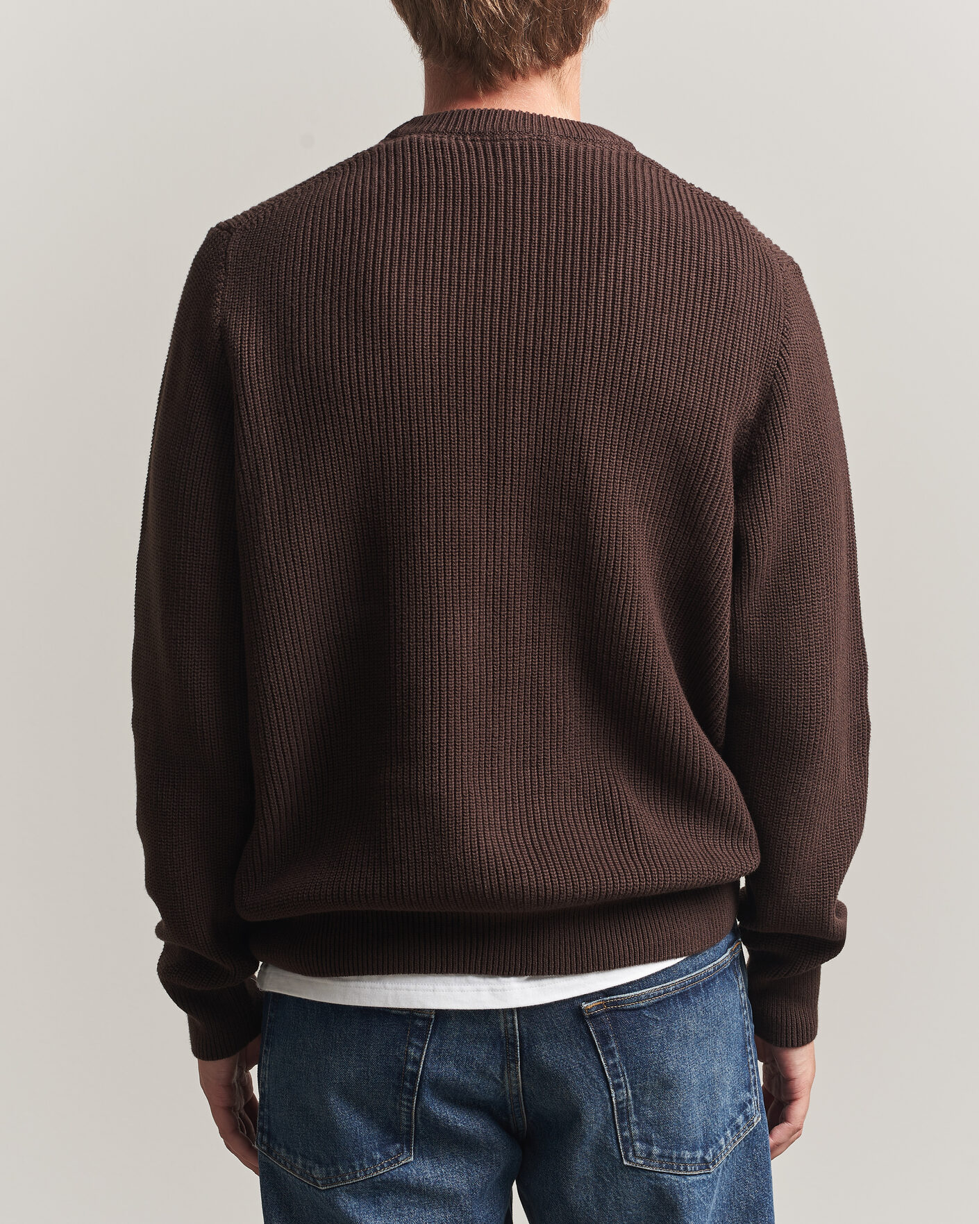 Hombres | Jerséis y prendas de punto | LES DEUX | Rib Crewneck Knit Molé Brown