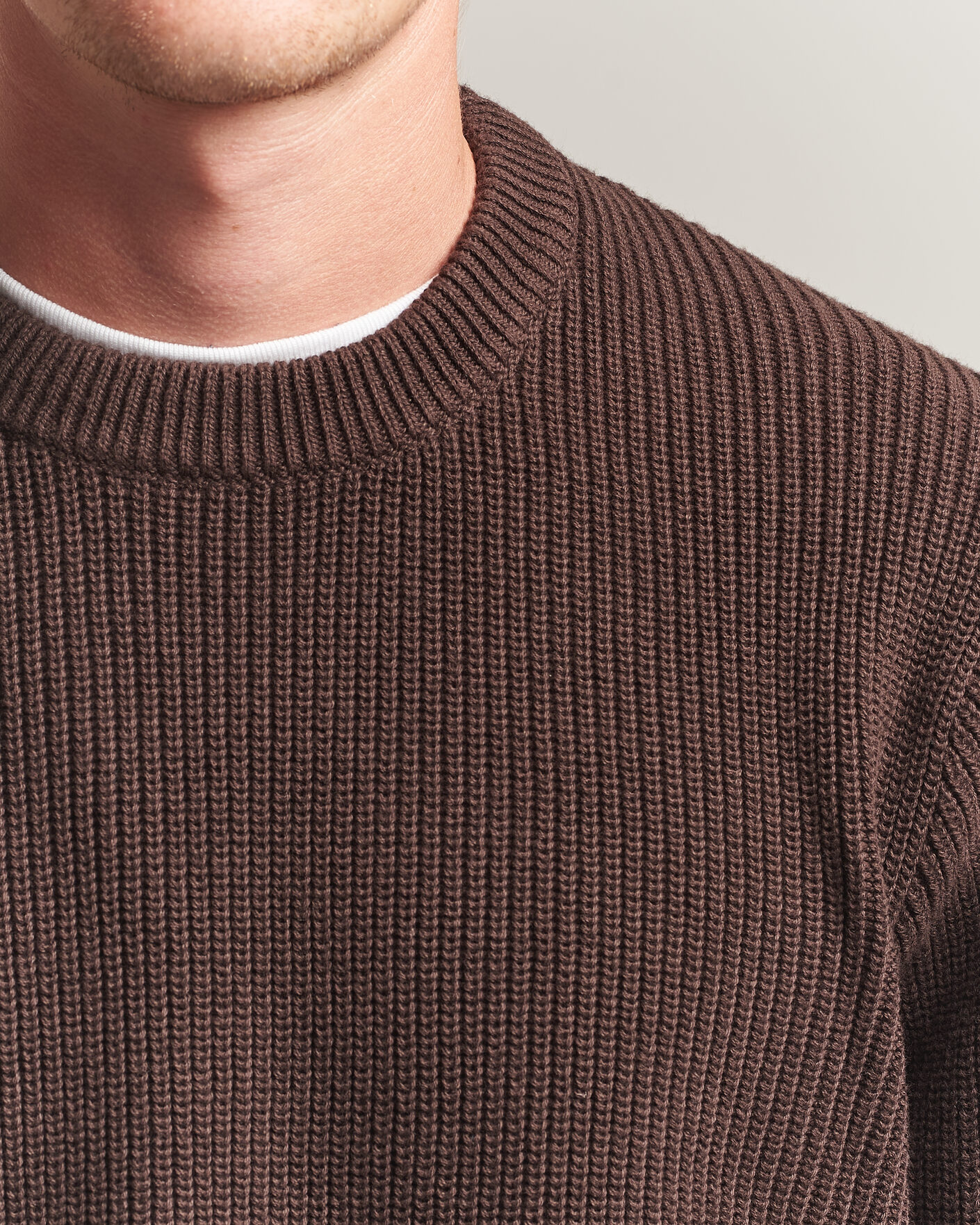 Hombres | Jerséis y prendas de punto | LES DEUX | Rib Crewneck Knit Molé Brown