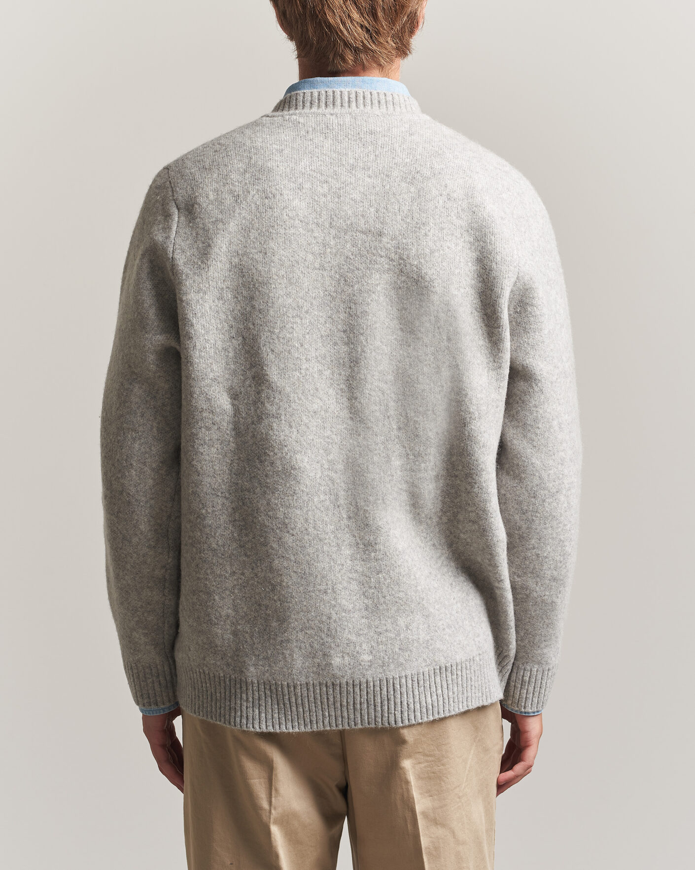 Hombres | Jerséis y prendas de punto | LES DEUX | Melange V-Neck Knit Grey Melange