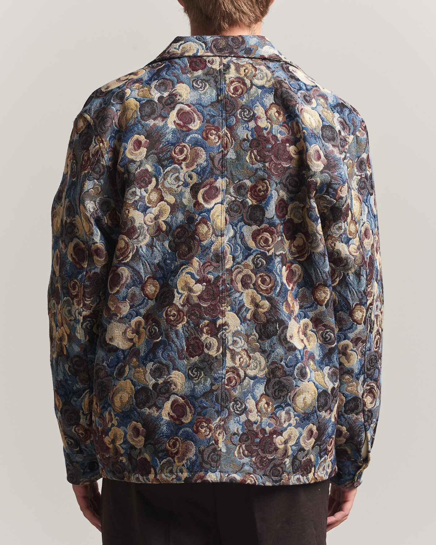 Hombres | Camisas | LES DEUX | Flower Jaquard Overshirt Blue Multi