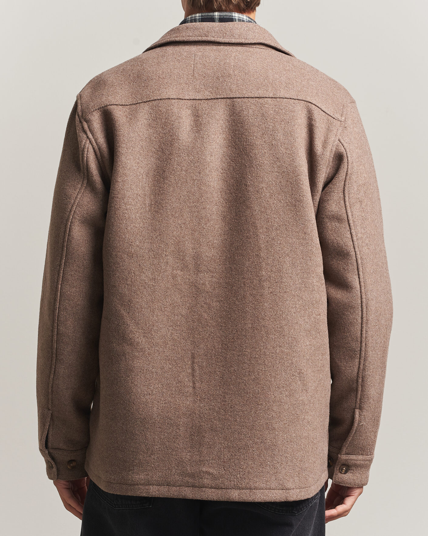 Hombres | Camisas | LES DEUX | Wool Overshirt Dark Sand Melange