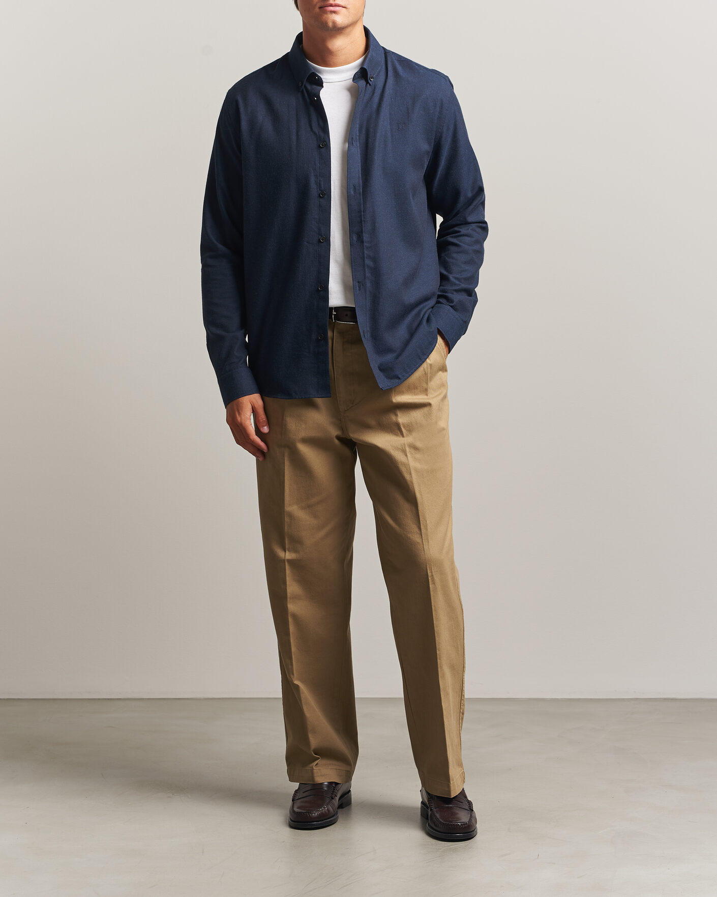 Hombres | Camisas | LES DEUX | Soft Flannel Shirt Dark Navy