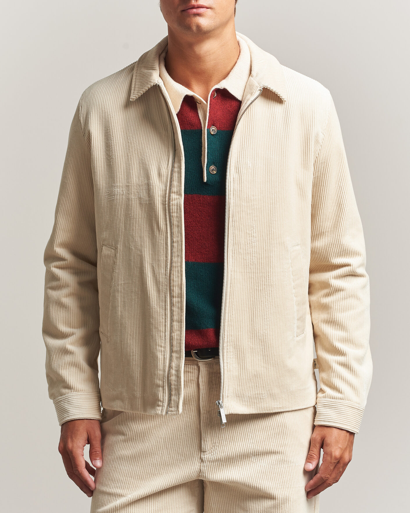 Hombres | Abrigos y chaquetas | LES DEUX | Corduroy Zipper Coach Jacket Ivory