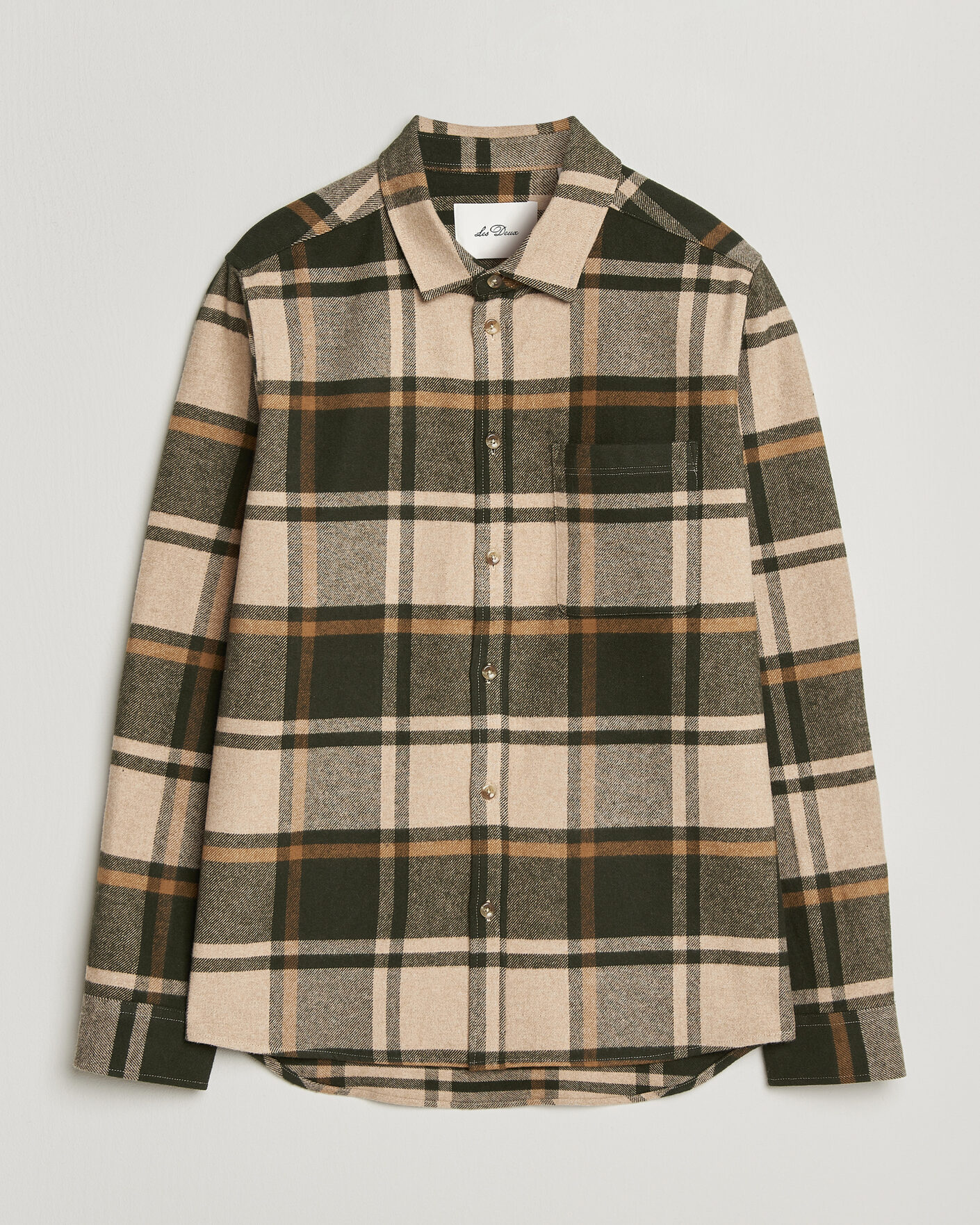 Hombres | Camisas | LES DEUX | Check Flannel Shirt Rosin Green