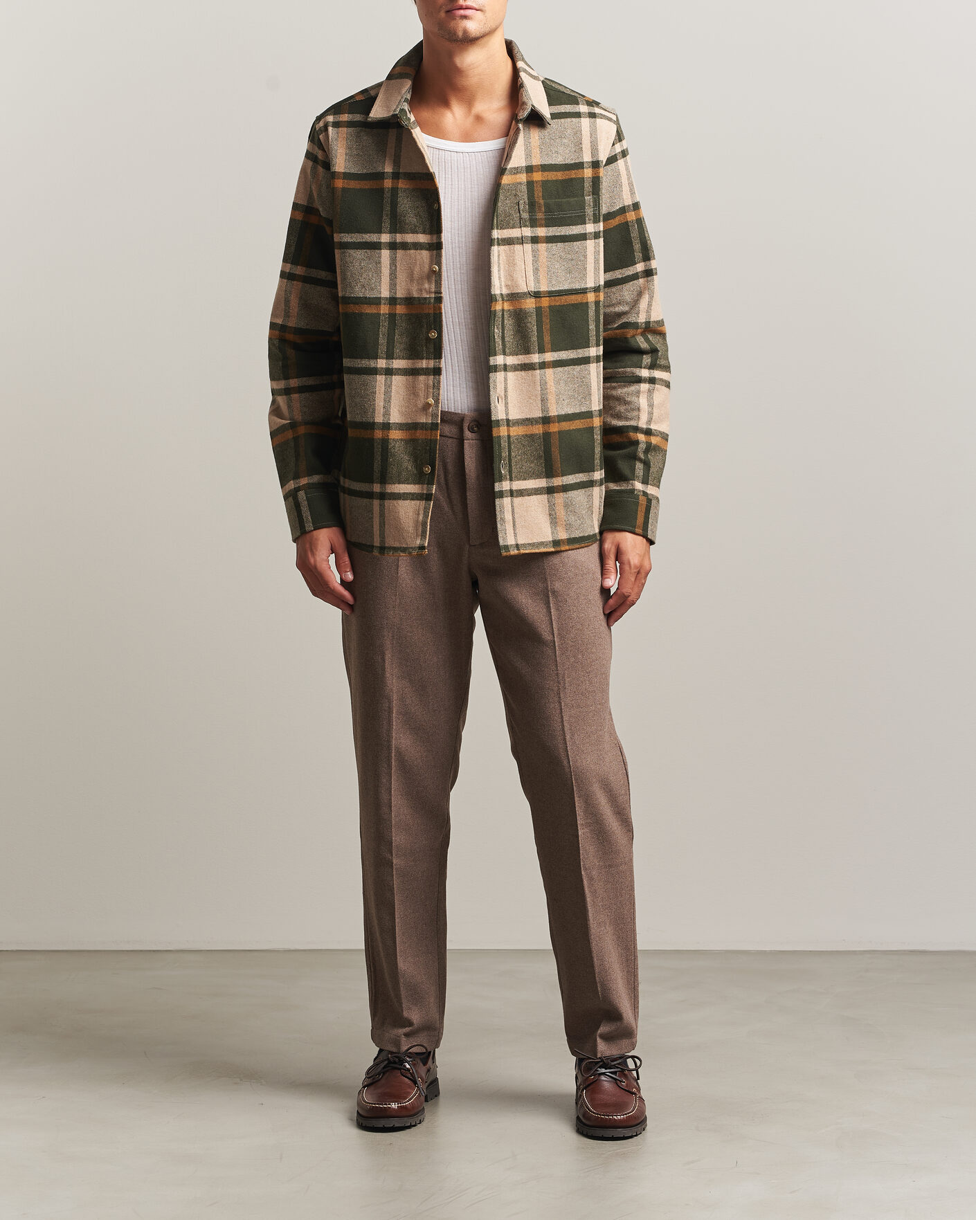 Hombres | Camisas | LES DEUX | Check Flannel Shirt Rosin Green