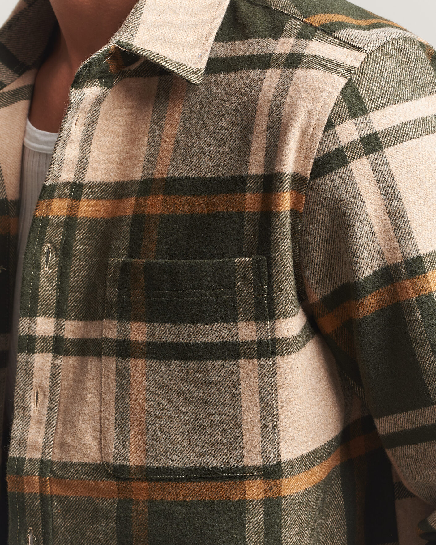 Hombres | Camisas | LES DEUX | Check Flannel Shirt Rosin Green