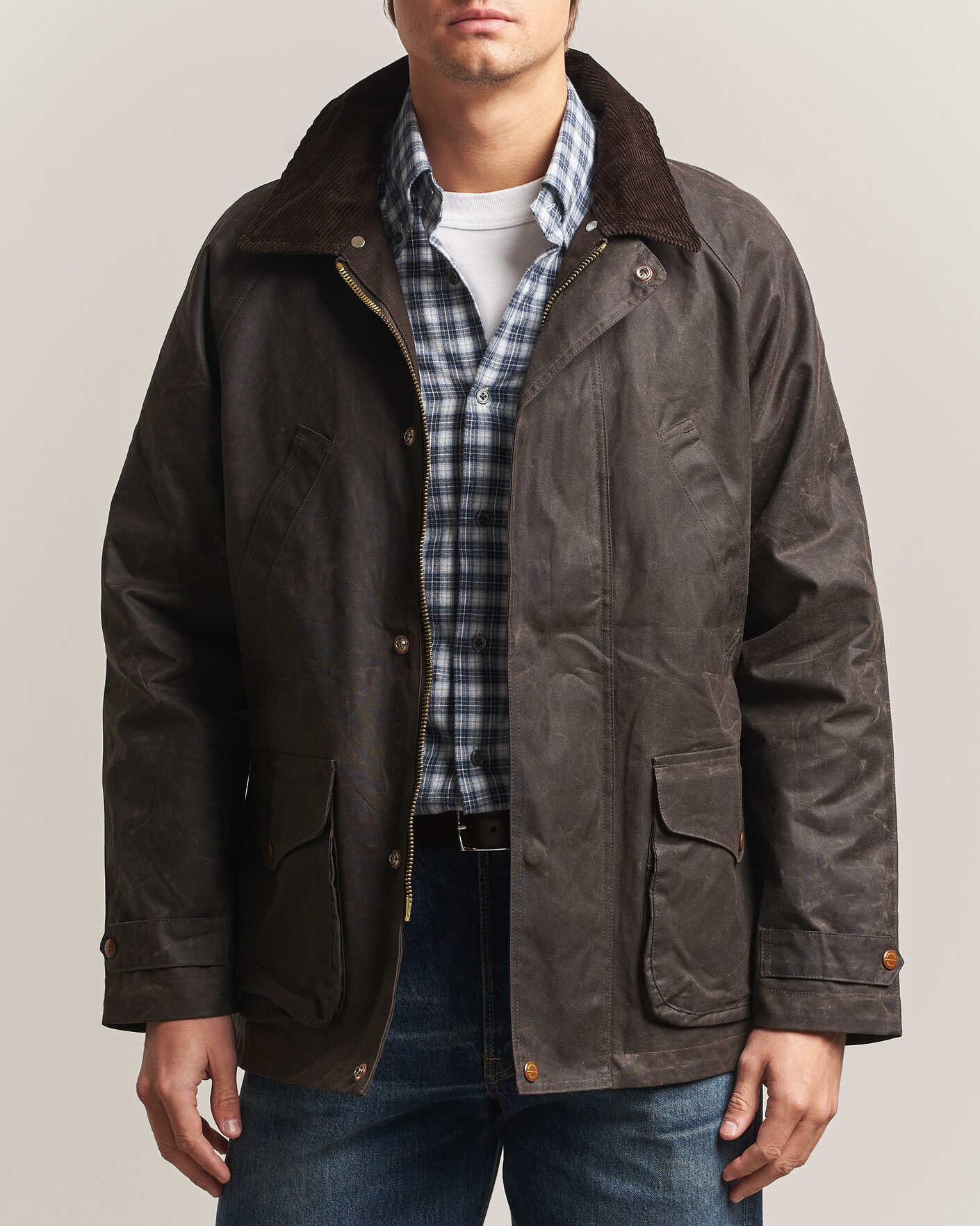 Hombres | Abrigos y chaquetas | Manifattura Ceccarelli | Rain Caban Wax Cloth Chocolate