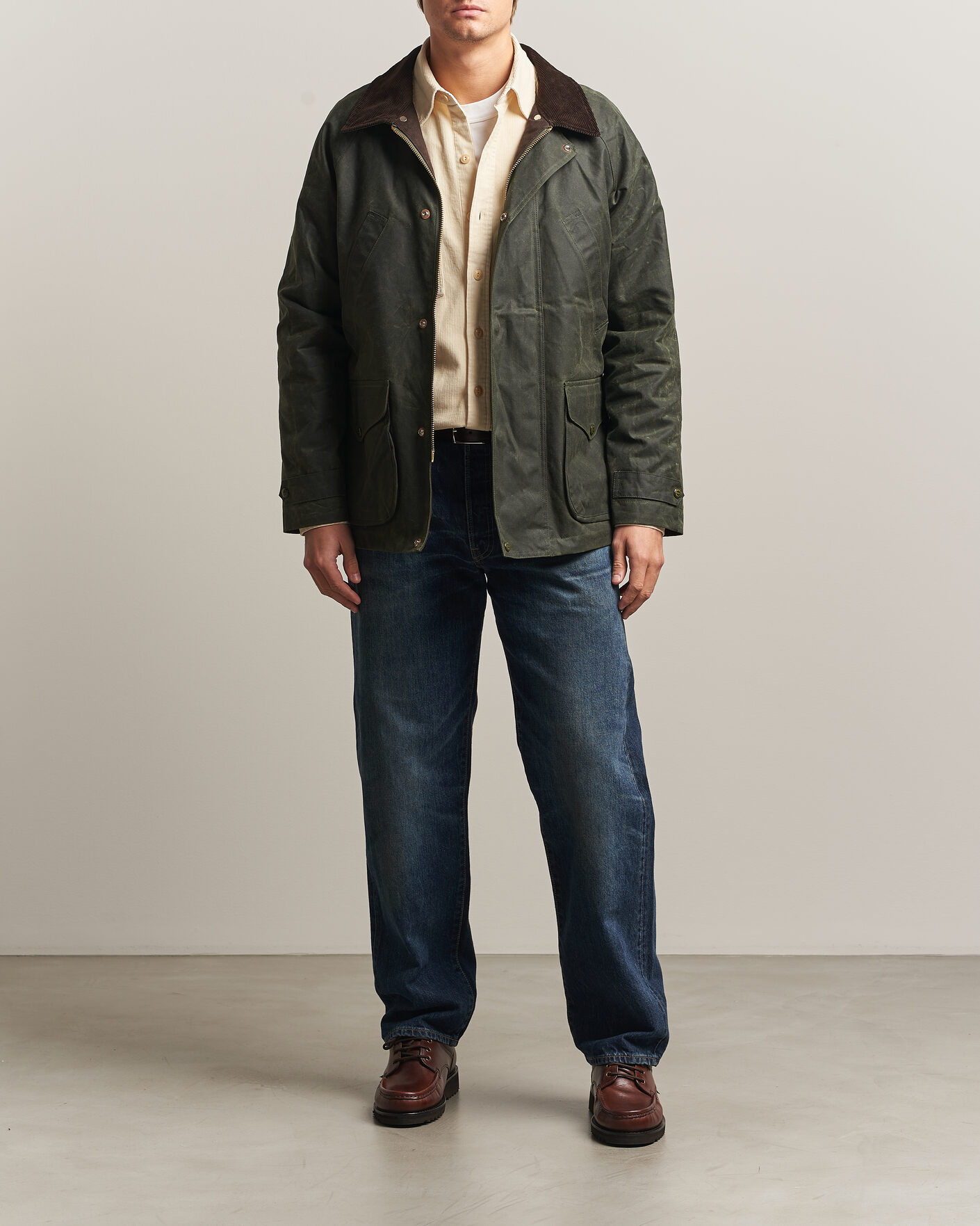 Hombres | Abrigos y chaquetas | Manifattura Ceccarelli | Rain Caban Wax Cloth Dark Green