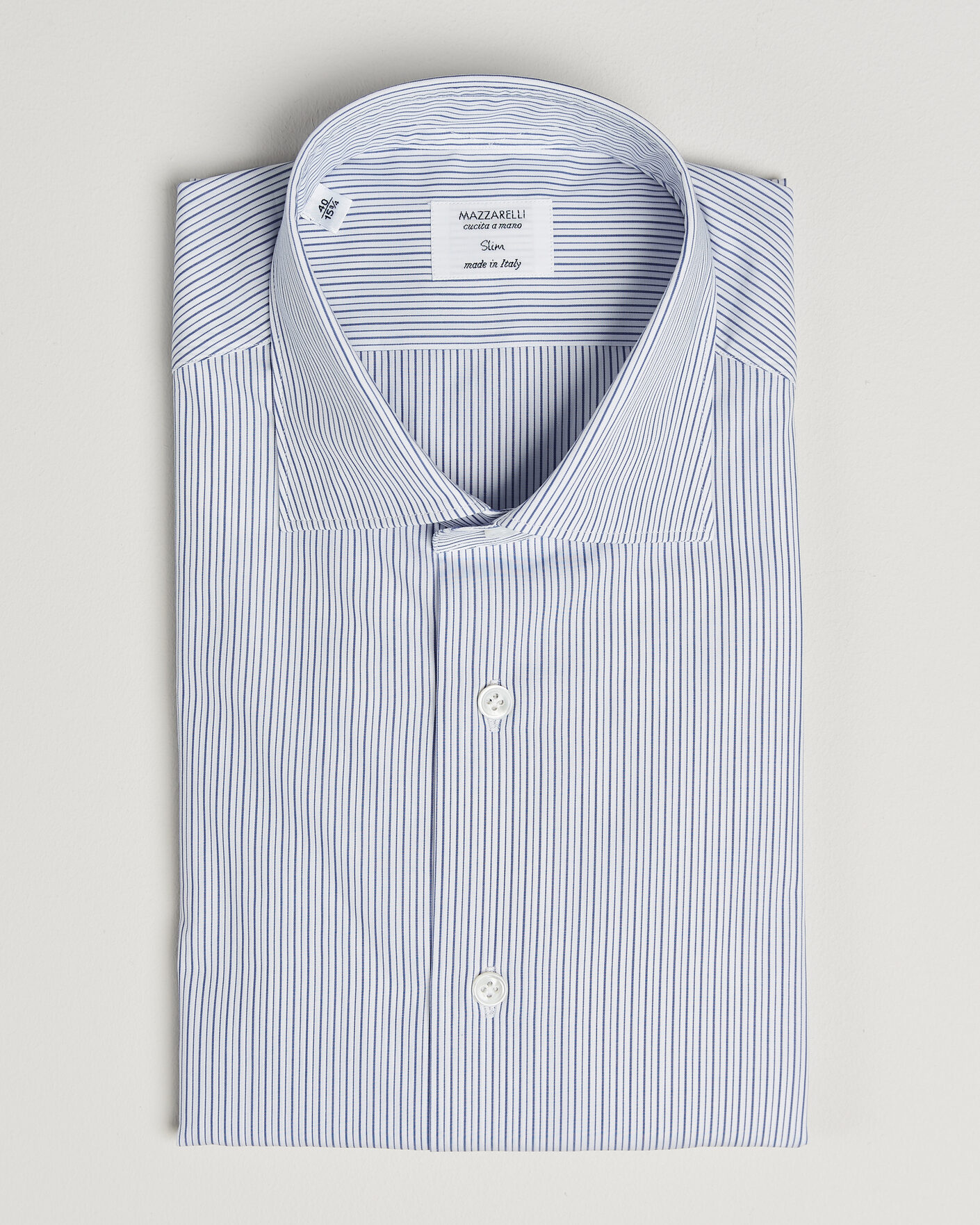 Hombres | Camisas | Mazzarelli | Soft Cotton Popeline Shirt Blue Stripe