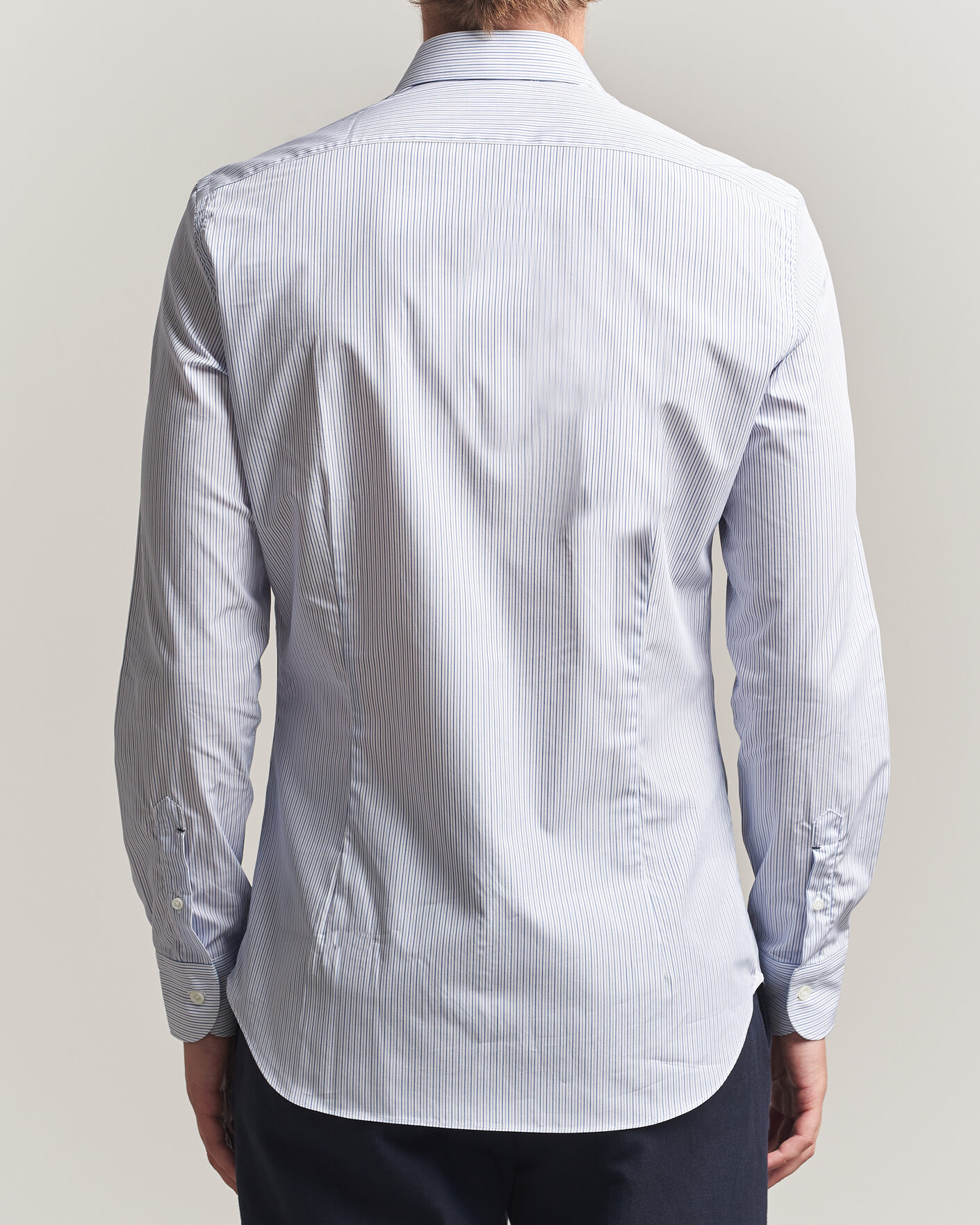 Hombres | Camisas | Mazzarelli | Soft Cotton Popeline Shirt Blue Stripe