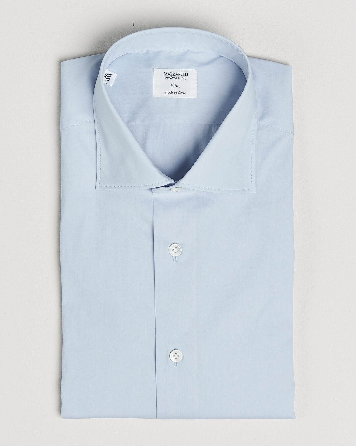 Hombres | Camisas | Mazzarelli | Soft Cotton Popeline Shirt Light Blue