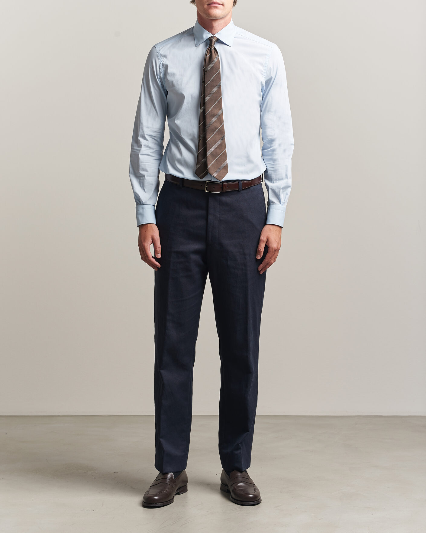 Hombres | Camisas | Mazzarelli | Soft Cotton Popeline Shirt Light Blue