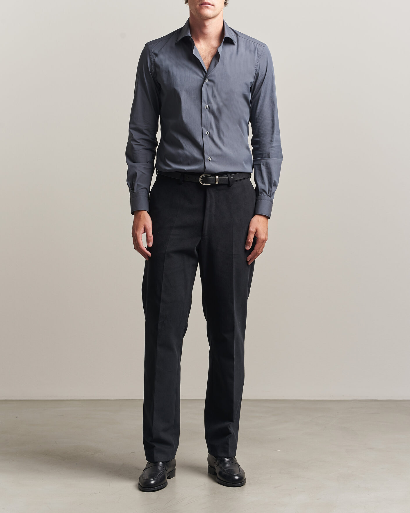 Hombres | Camisas | Mazzarelli | Soft Cotton Popeline Shirt Grey