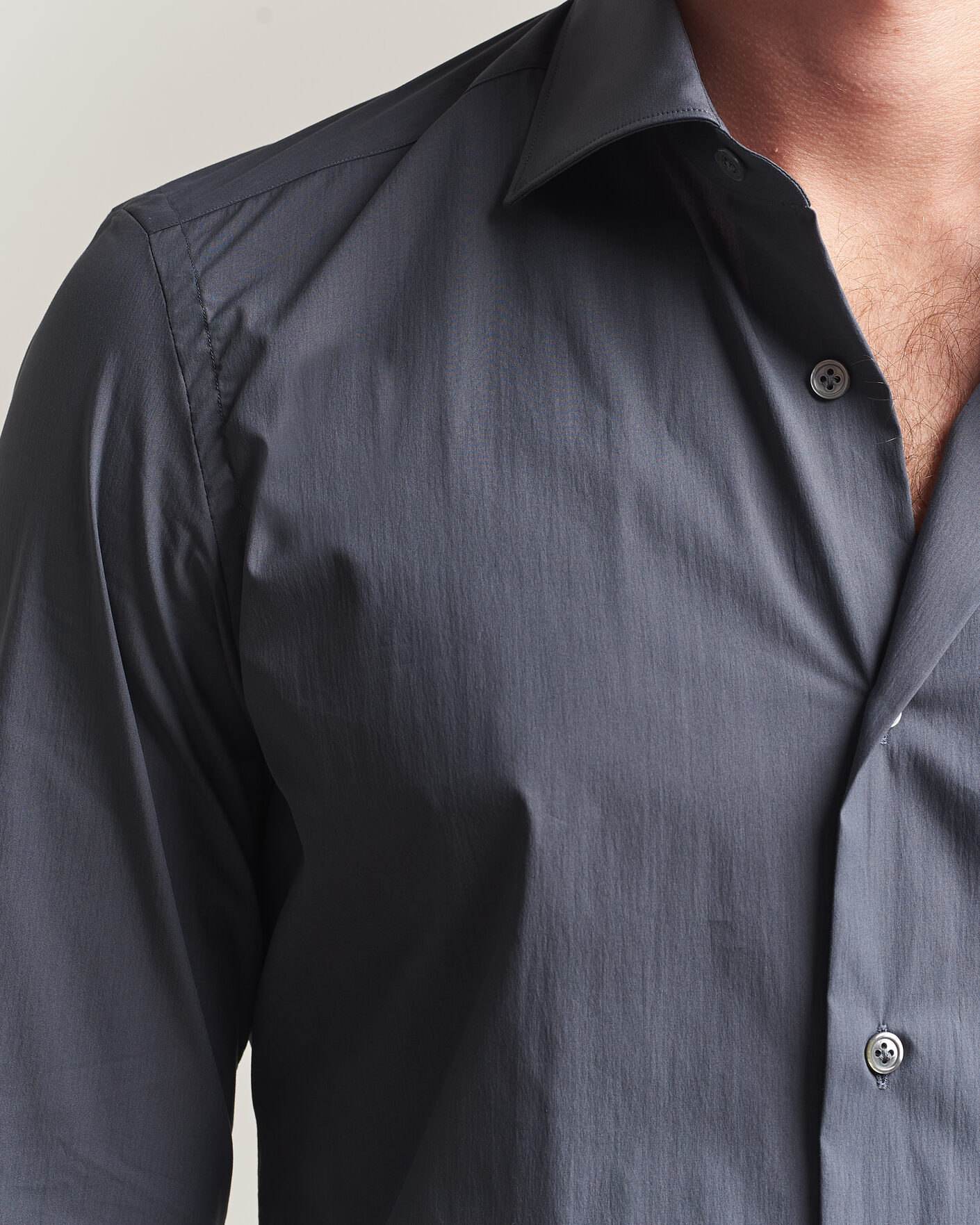 Hombres | Camisas | Mazzarelli | Soft Cotton Popeline Shirt Grey