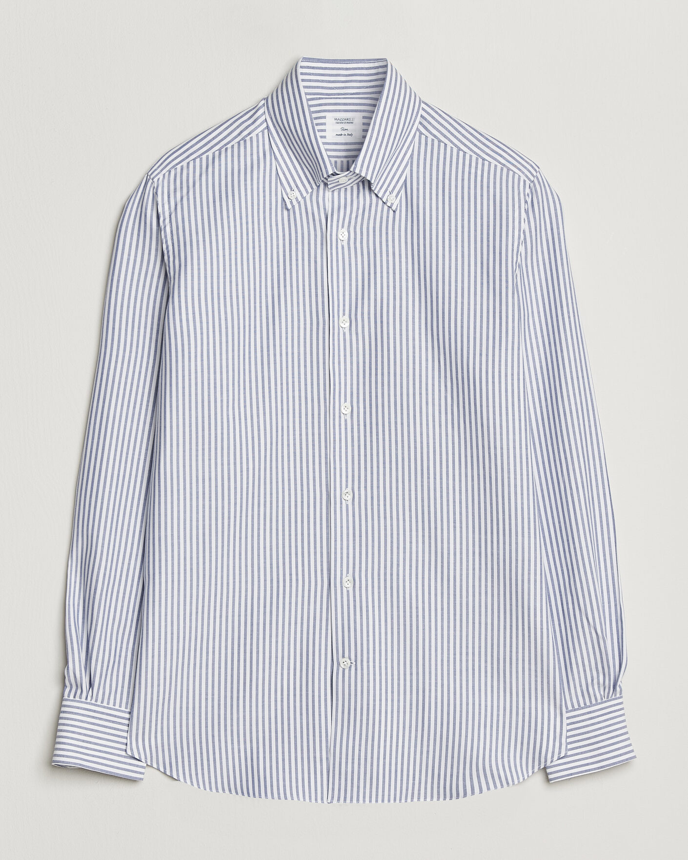 Hombres | Camisas | Mazzarelli | Soft Oxford Button Down Shirt Blue Stripe