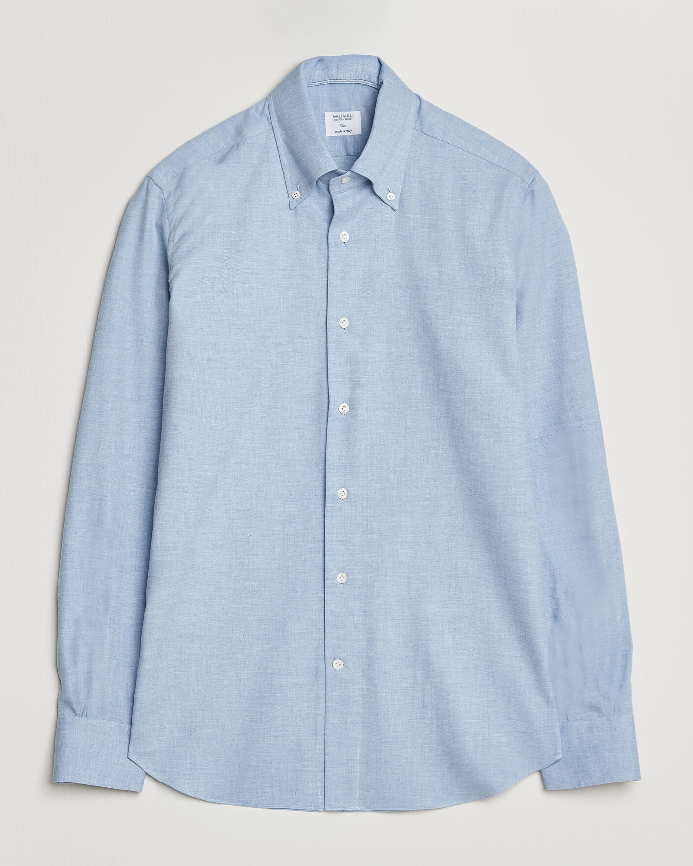 Hombres | Camisas | Mazzarelli | Soft Flannel Button Down Shirt Light Blue