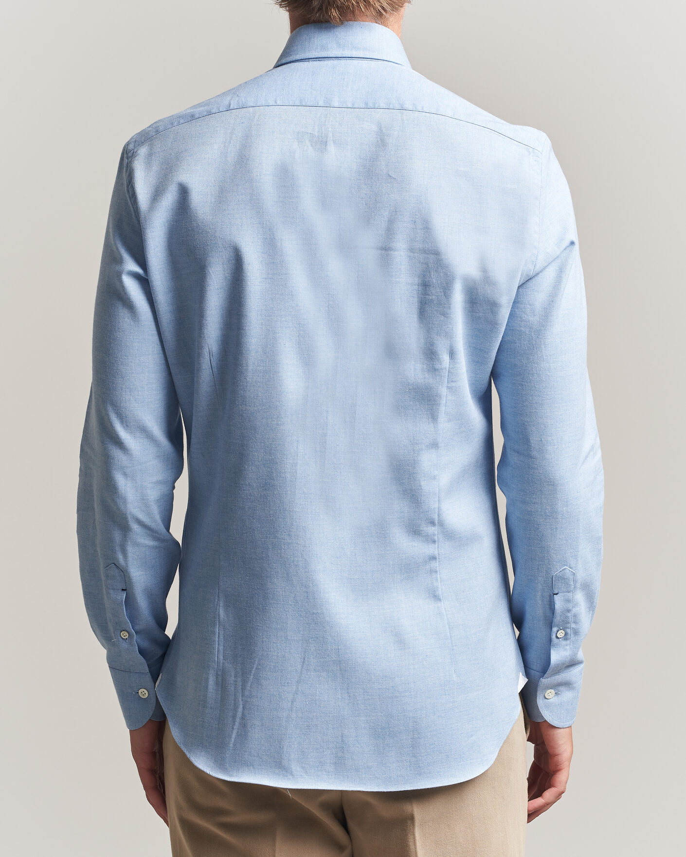 Hombres | Camisas | Mazzarelli | Soft Flannel Button Down Shirt Light Blue