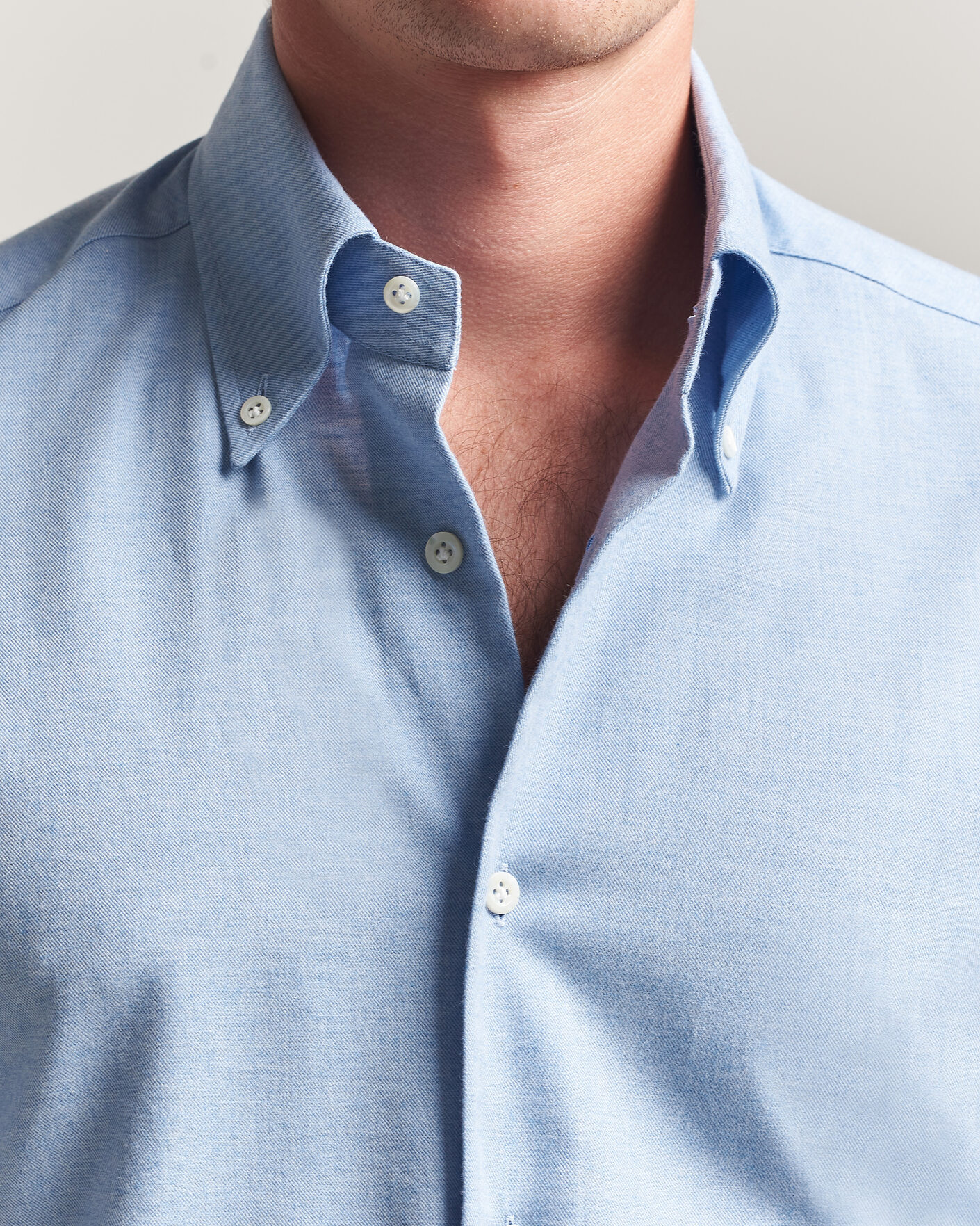 Hombres | Camisas | Mazzarelli | Soft Flannel Button Down Shirt Light Blue