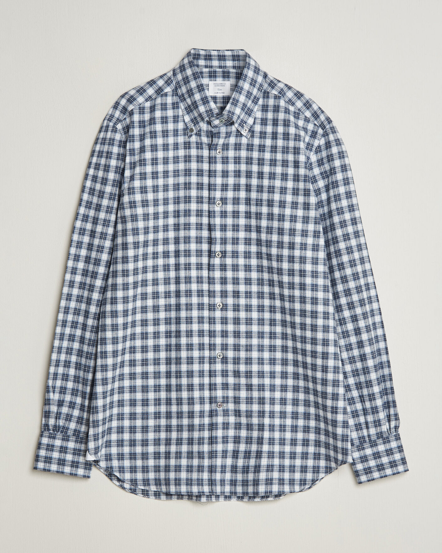 Hombres | Camisas | Mazzarelli | Soft Flannel Button Down Shirt Navy