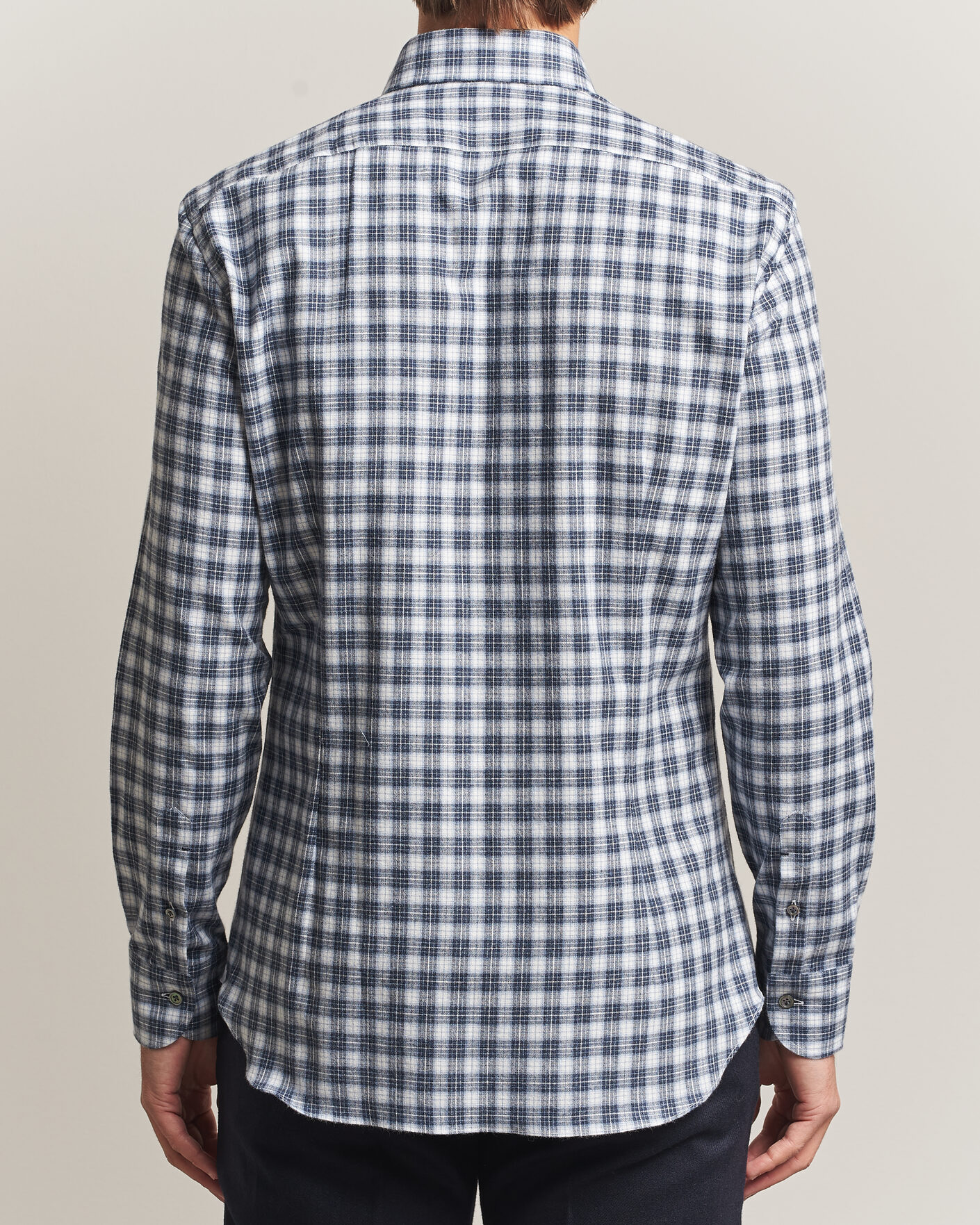Hombres | Camisas | Mazzarelli | Soft Flannel Button Down Shirt Navy