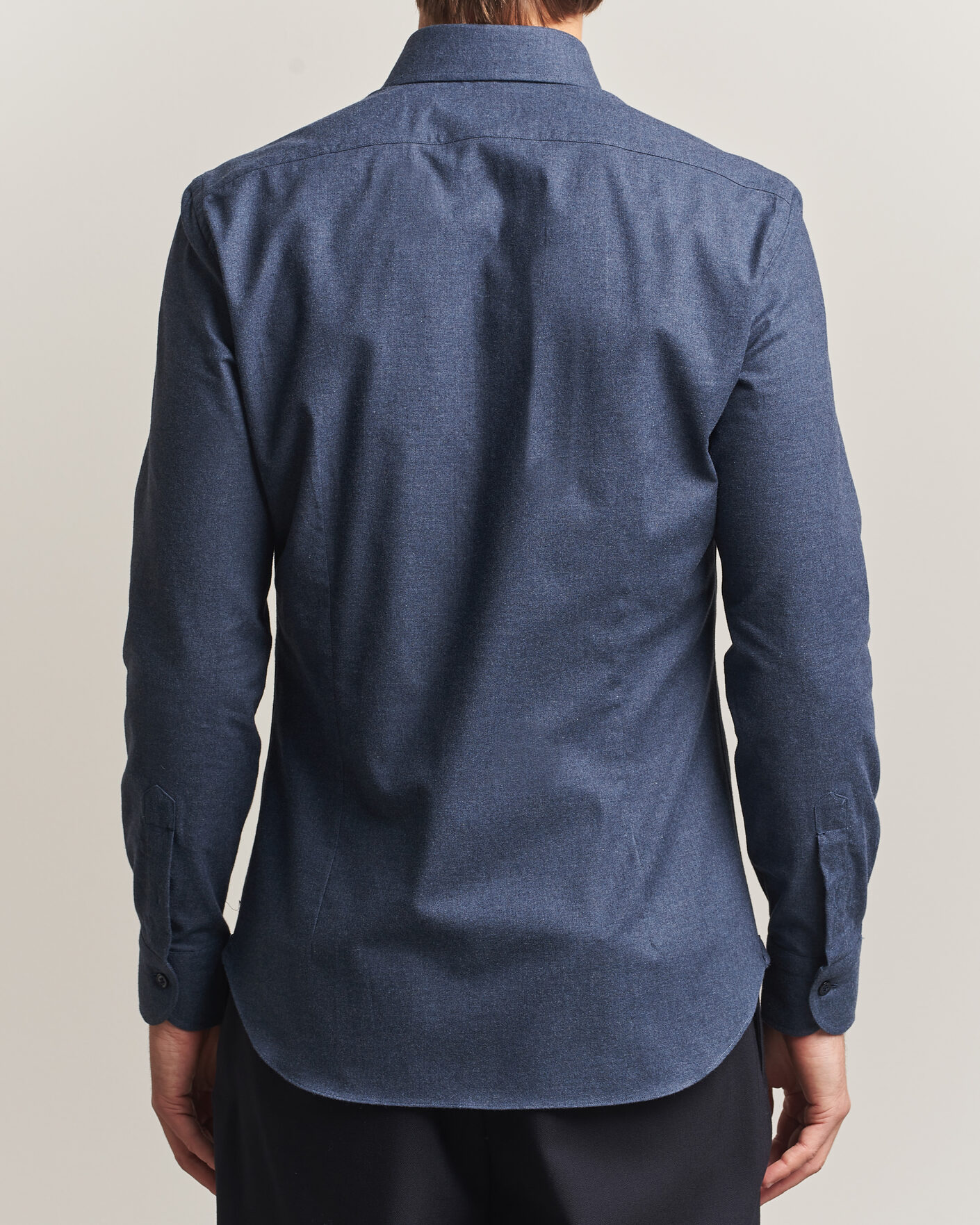 Hombres | Camisas | Mazzarelli | Soft Flannel Button Down Shirt Navy