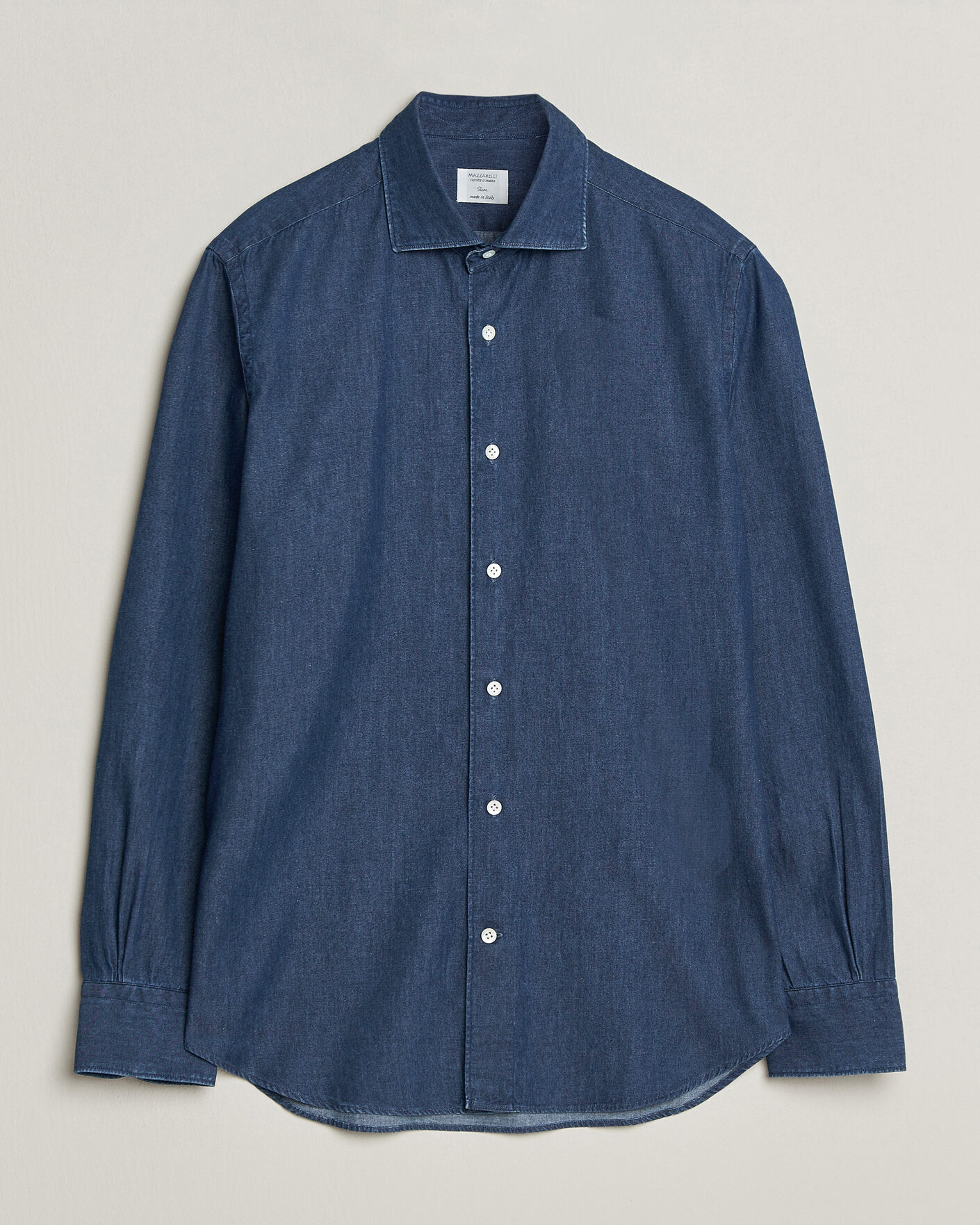 Hombres | Camisas | Mazzarelli | Soft Denim Shirt Blue Wash