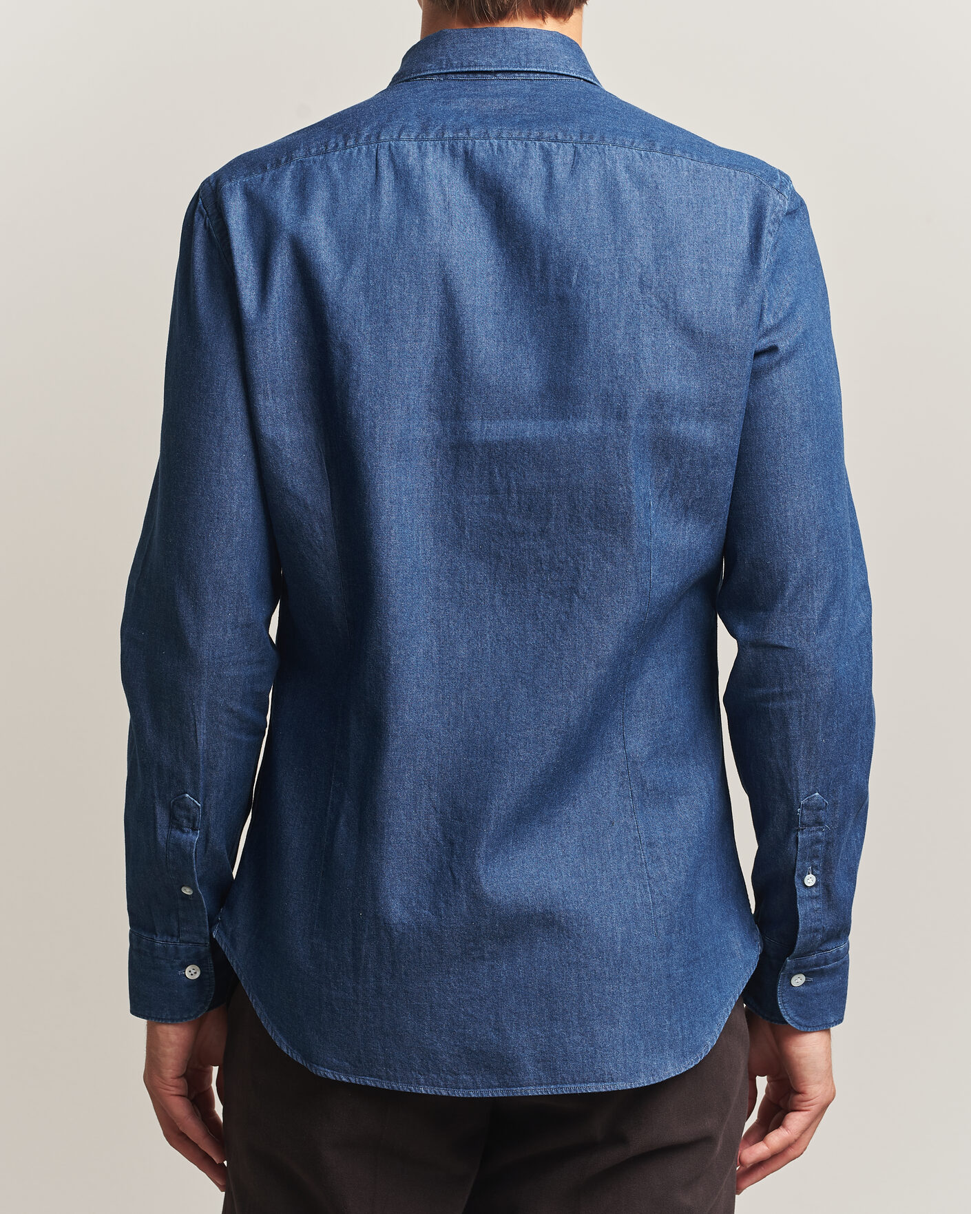 Hombres | Camisas | Mazzarelli | Soft Denim Shirt Blue Wash