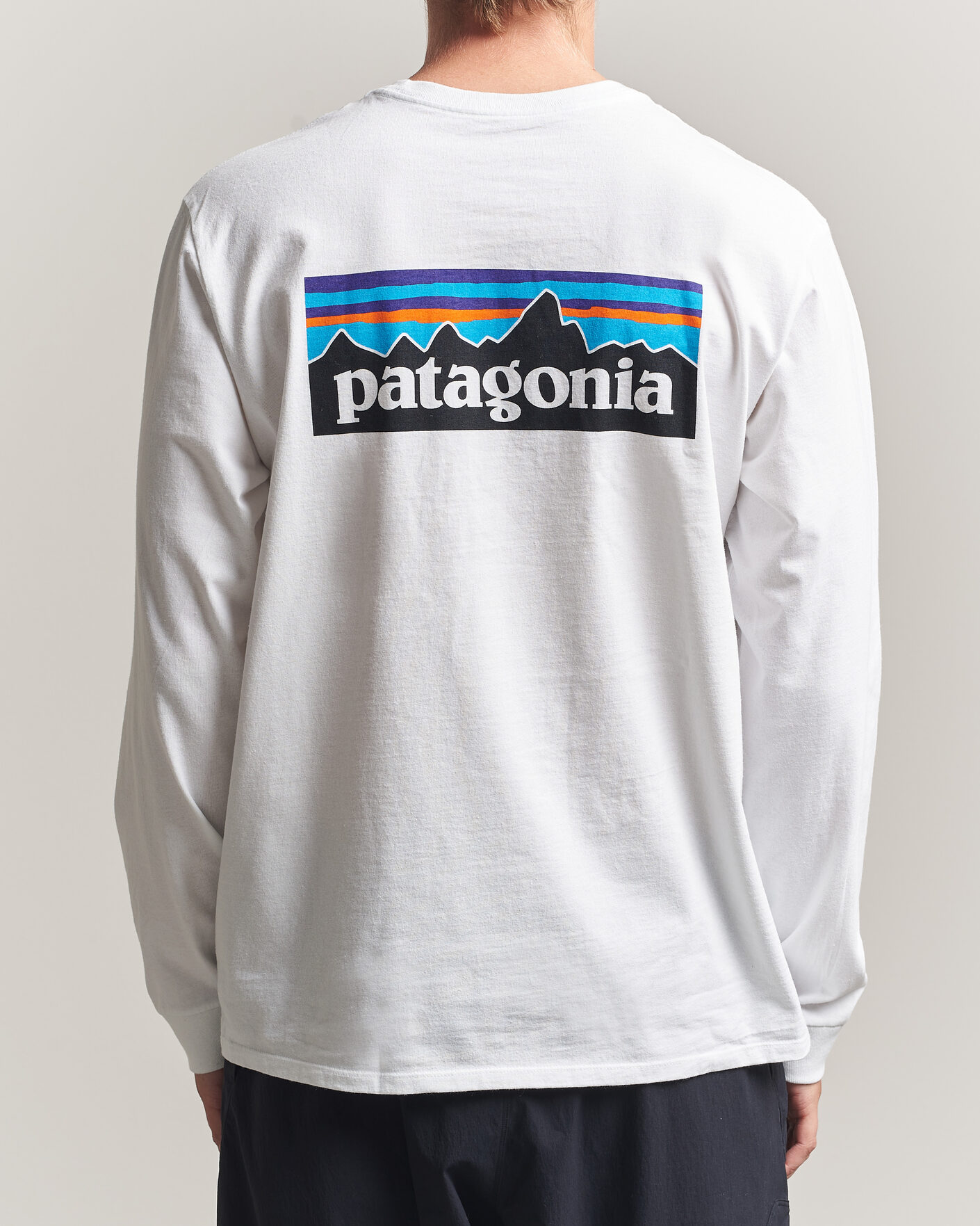 Hombres | Camisetas | Patagonia | P-6 Logo Responsibili LS T-Shirt Fiber White