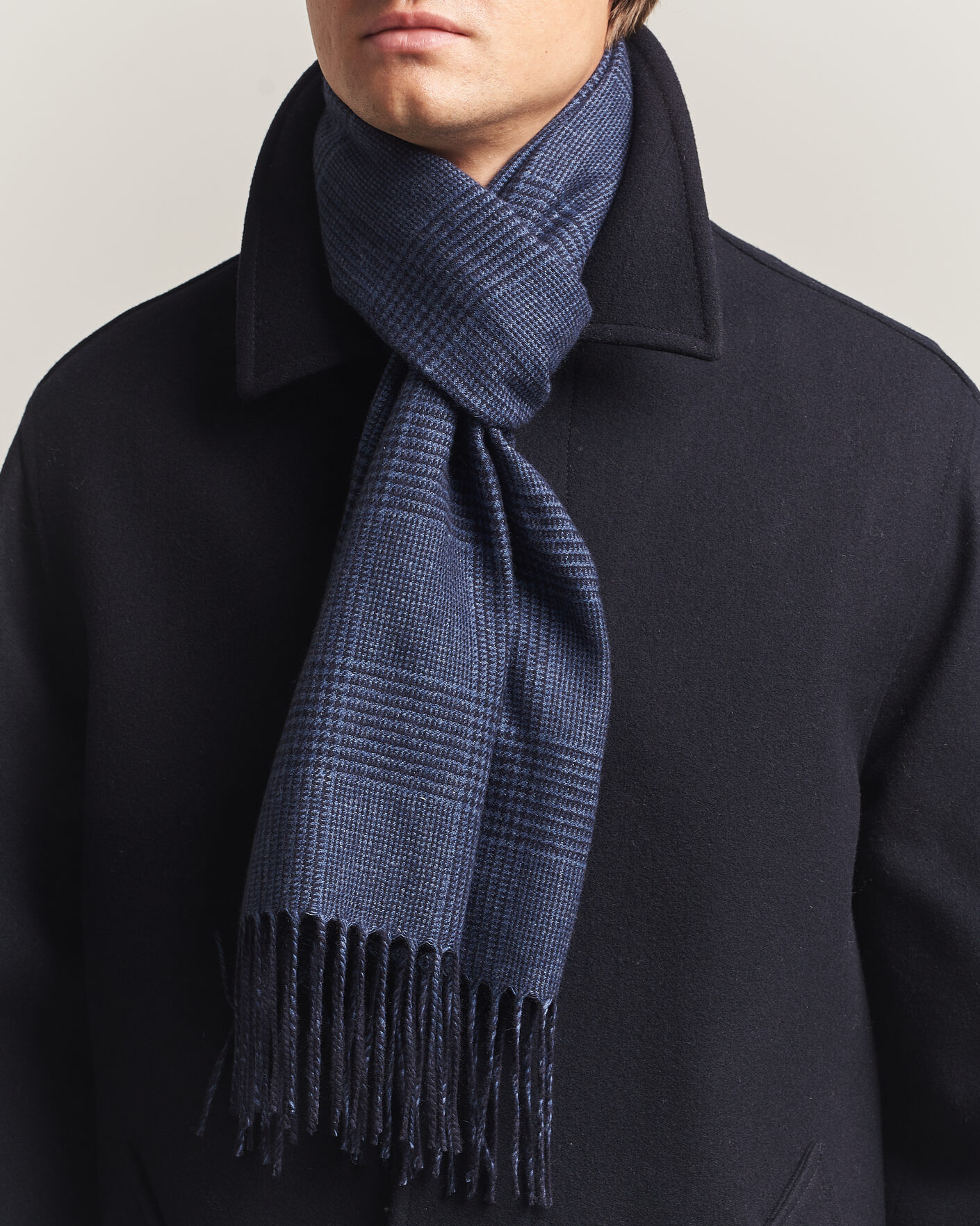 Hombres | Bufandas | Piacenza Cashmere | Cashmere/Silk Glencheck Scarf Navy
