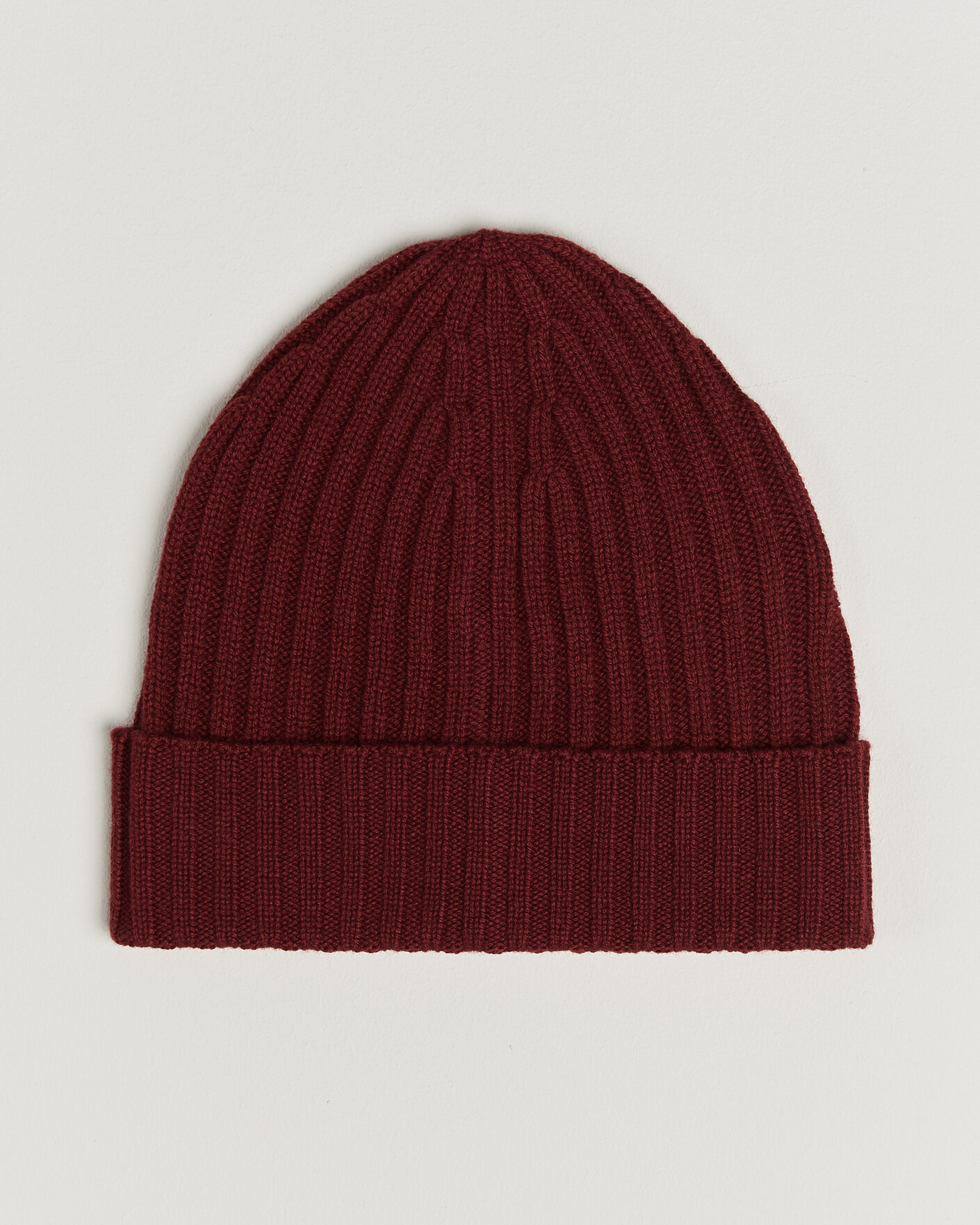 Hombres | Gorros | Piacenza Cashmere | Ribbed Cashmere Beanie Burgundy