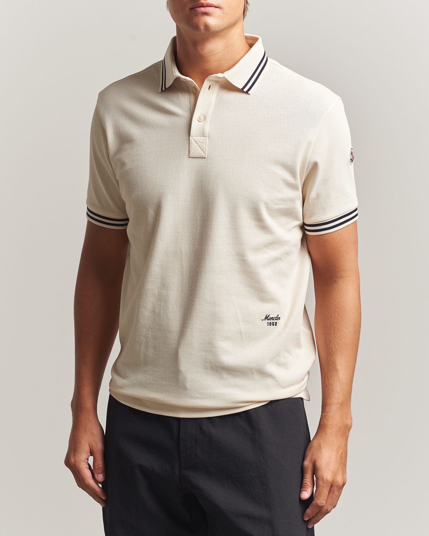 Hombres | Polos | Moncler | Contrast Collar Polo Off White