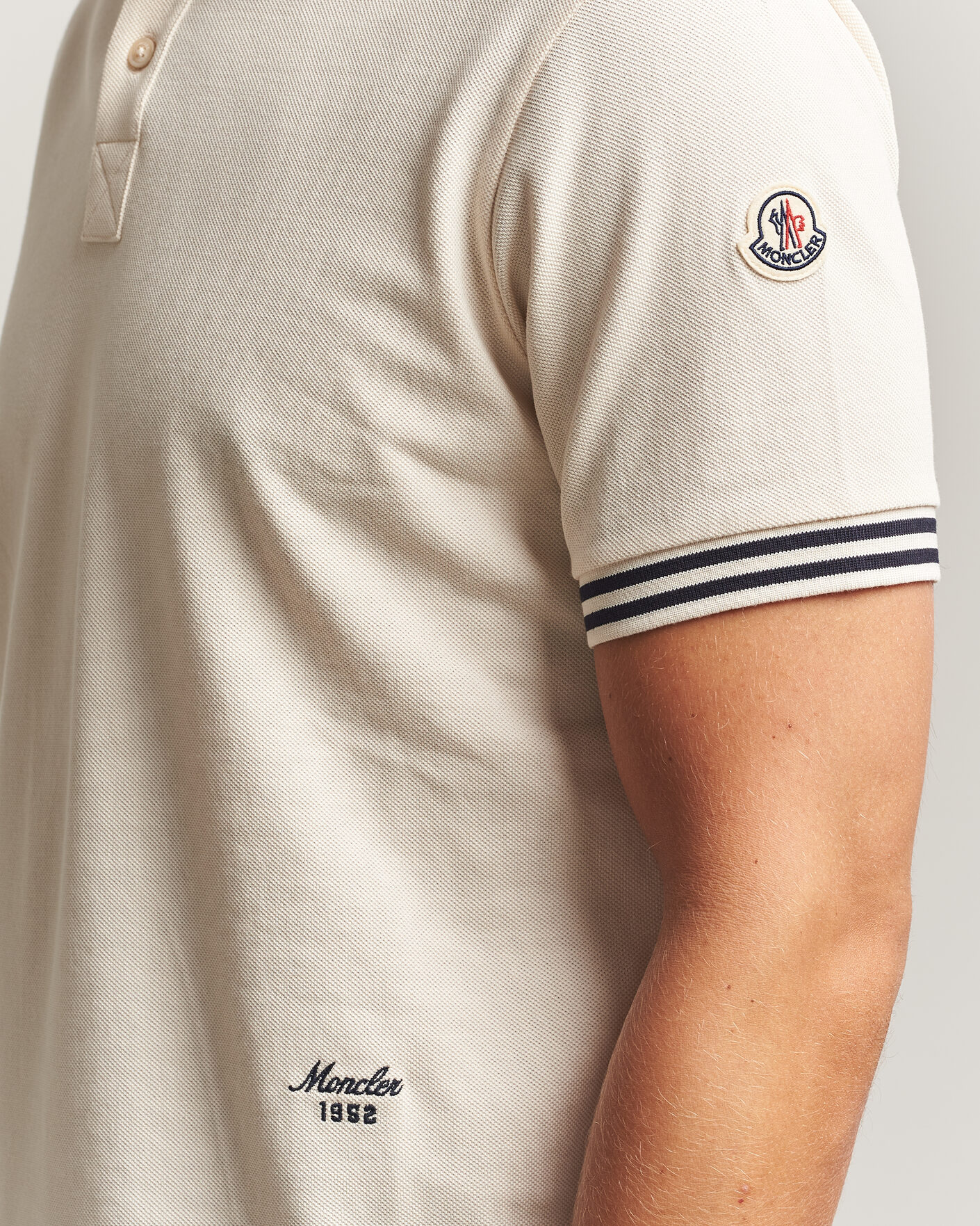 Hombres | Polos | Moncler | Contrast Collar Polo Off White