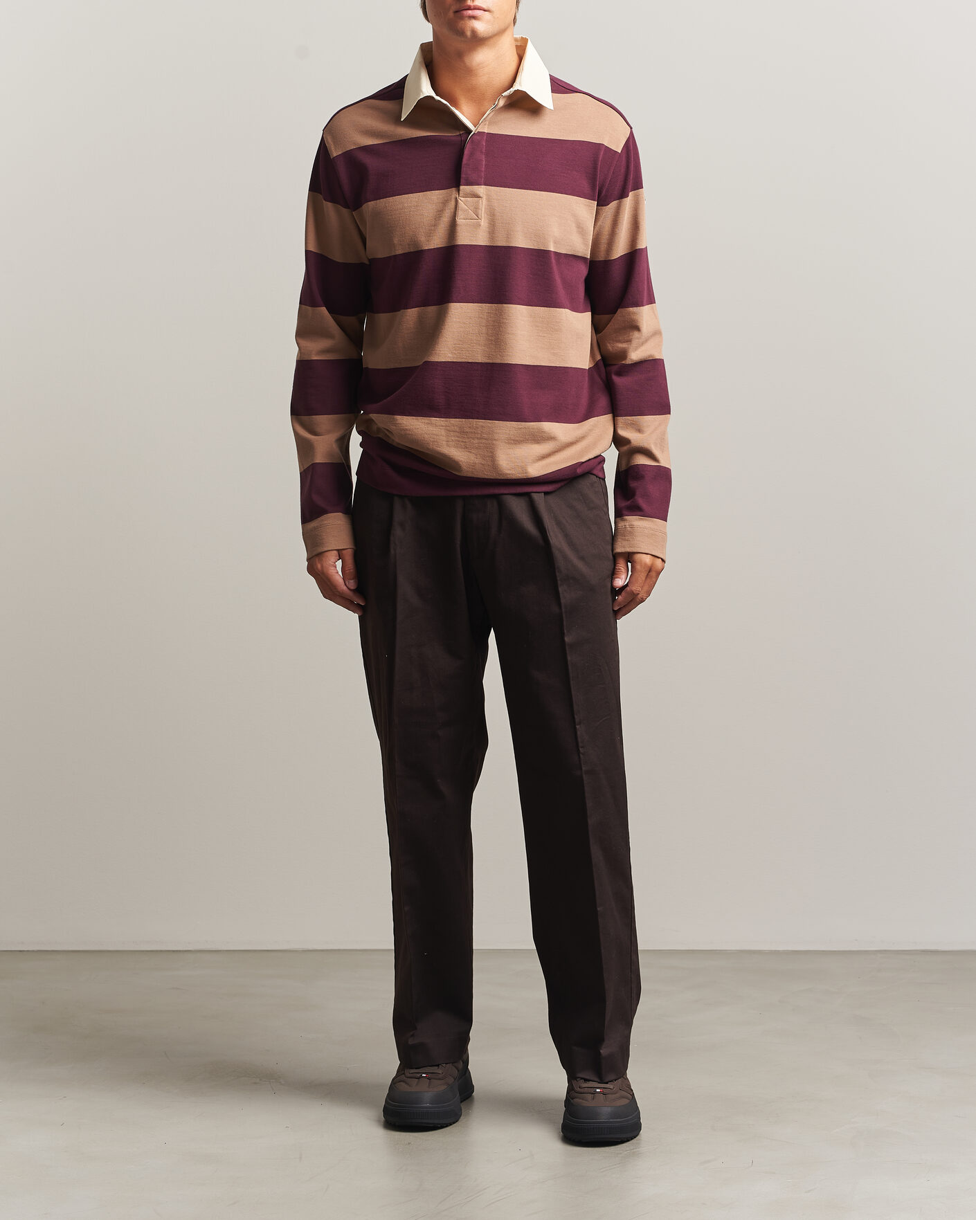 Hombres | Jerséis y prendas de punto | Moncler | Striped Rugby Sweater Brown/Burgundy