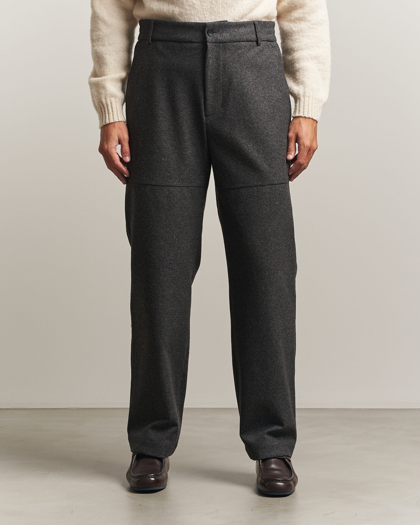 Hombres | Pantalones | Moncler | Flannel Trousers Charcoal