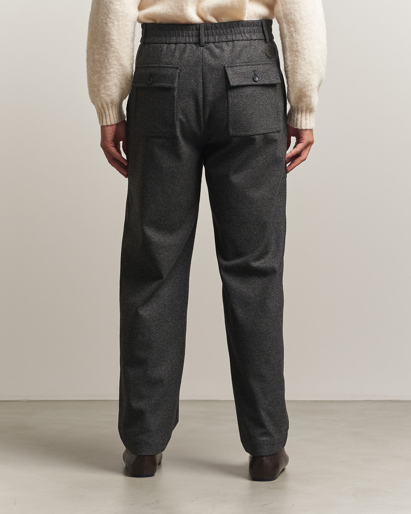 Hombres | Pantalones | Moncler | Flannel Trousers Charcoal