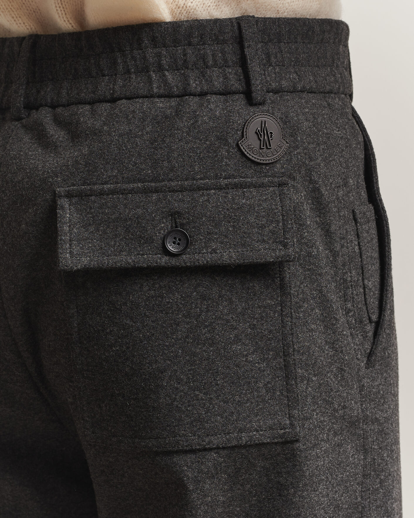 Hombres | Pantalones | Moncler | Flannel Trousers Charcoal