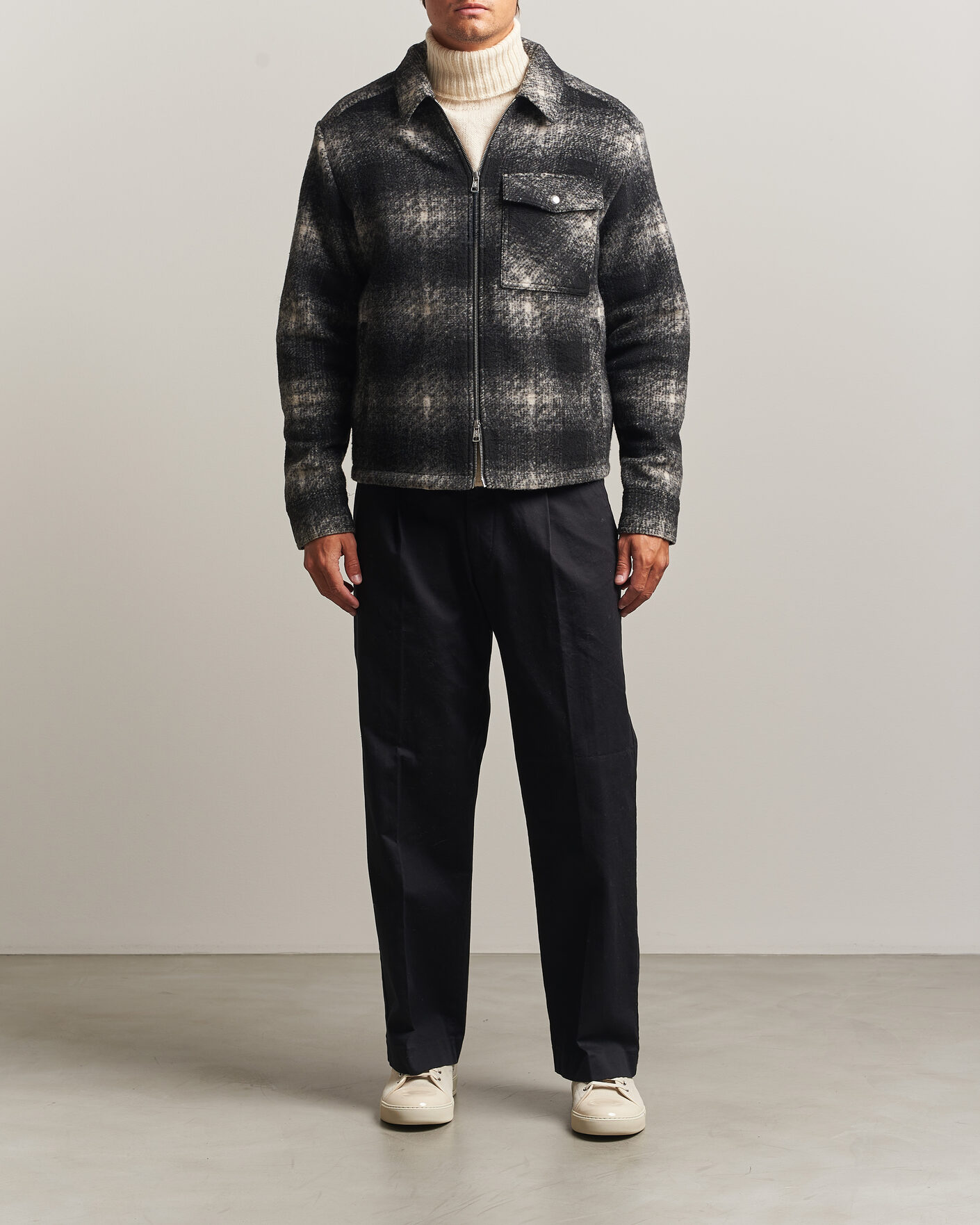 Hombres | Camisas | Moncler | Flannel Overshirt Grey Check