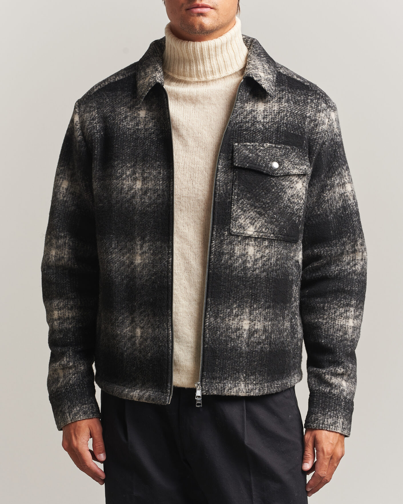 Hombres | Camisas | Moncler | Flannel Overshirt Grey Check
