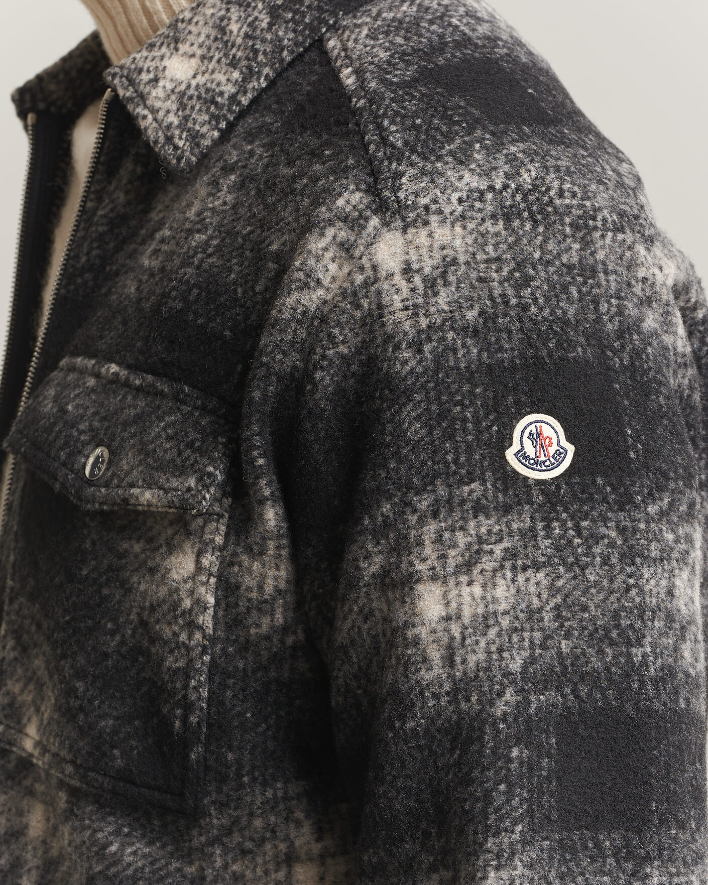 Hombres | Camisas | Moncler | Flannel Overshirt Grey Check