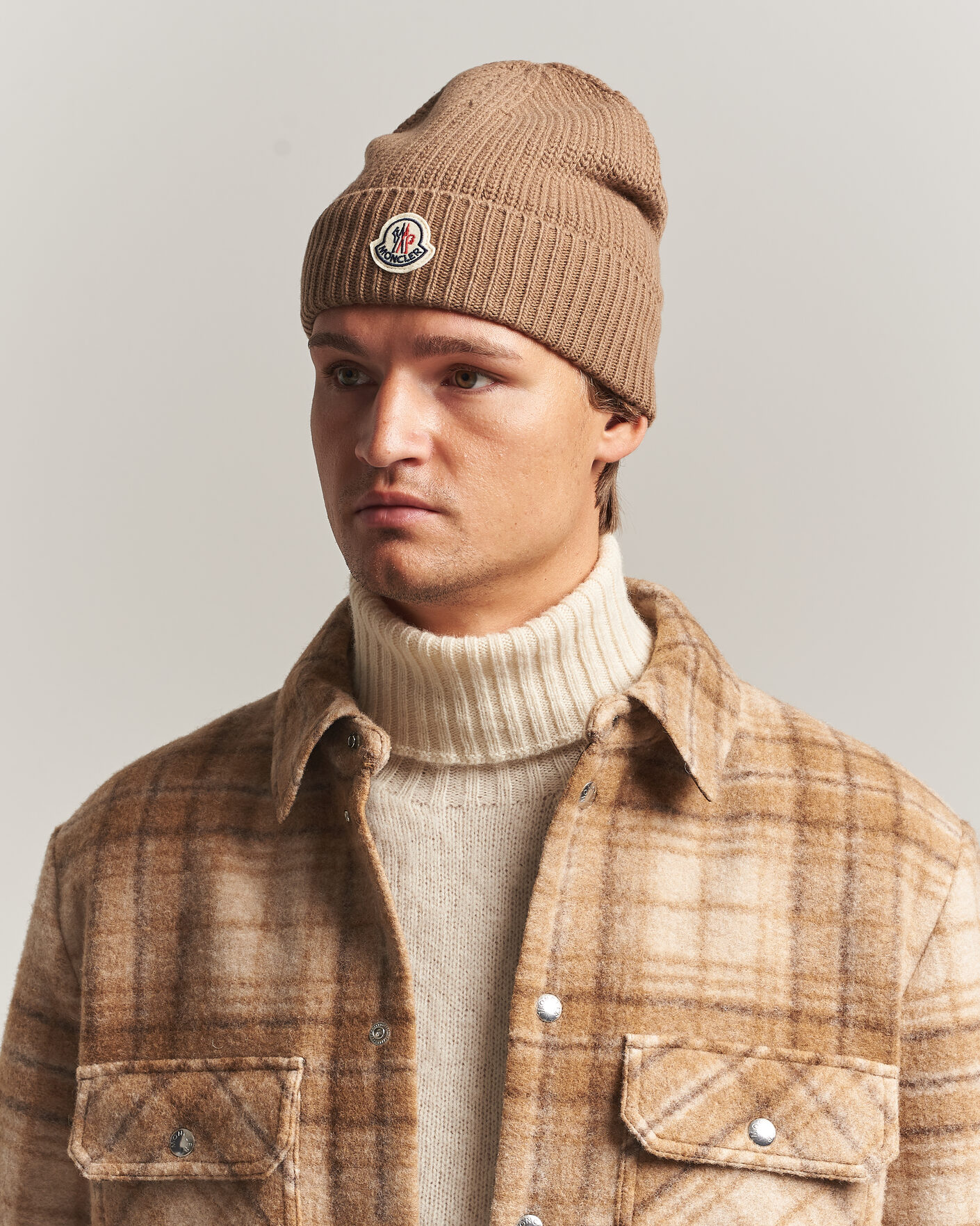Hombres | Gorros | Moncler | Rib Wool Beanie Brown