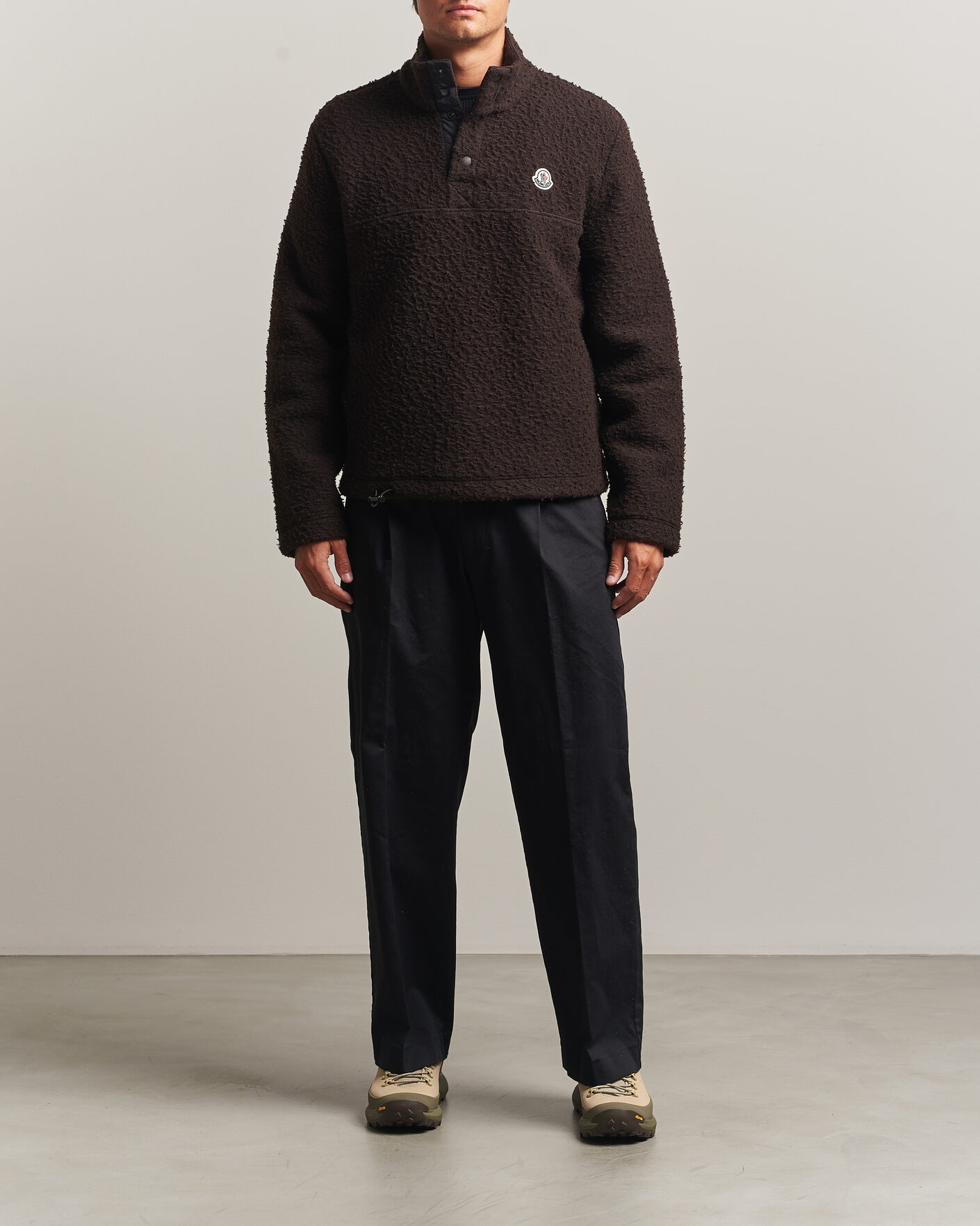 Hombres | Jerséis y prendas de punto | Moncler | Half Zip Fleece Sweater Dark Brown