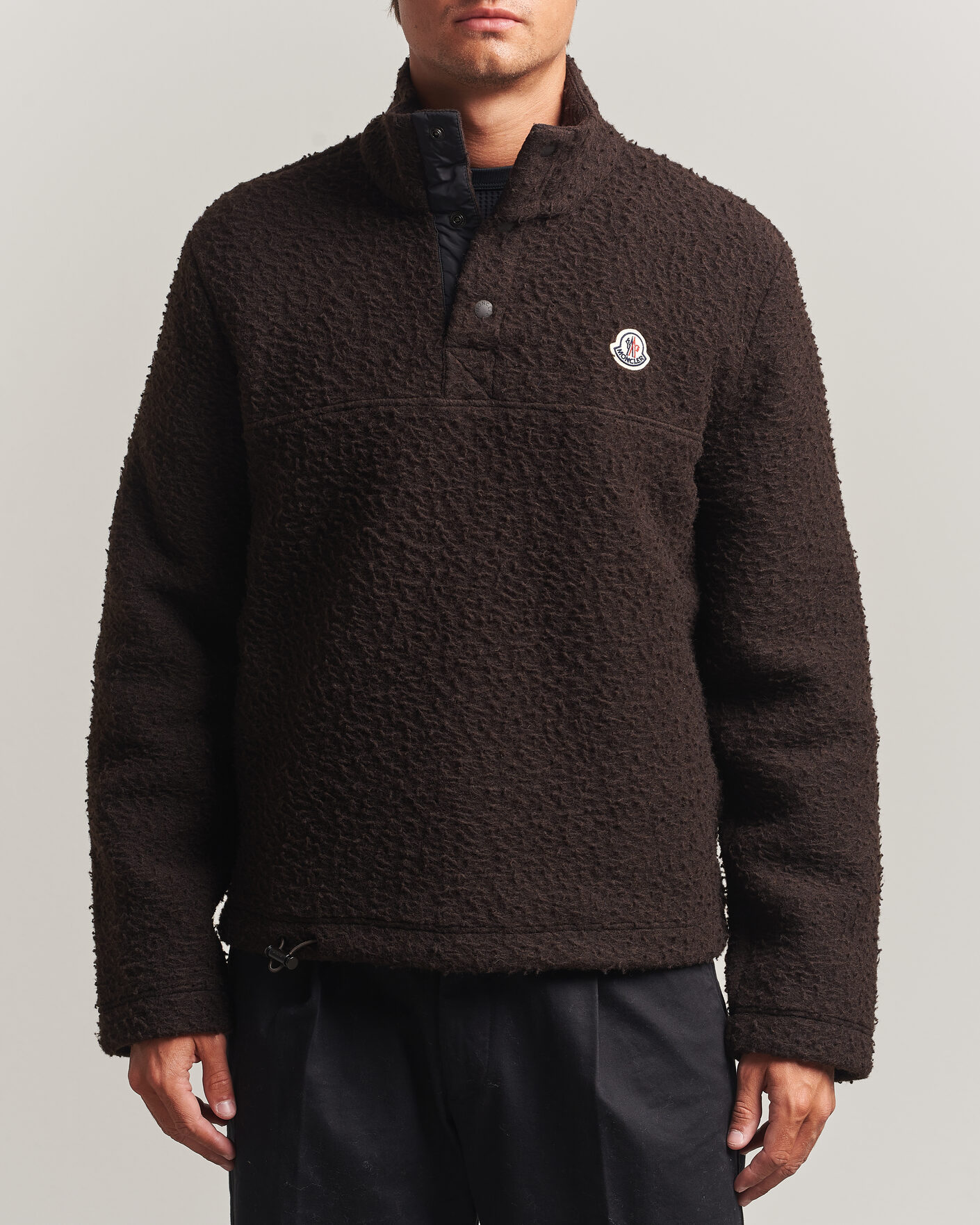 Hombres | Jerséis y prendas de punto | Moncler | Half Zip Fleece Sweater Dark Brown