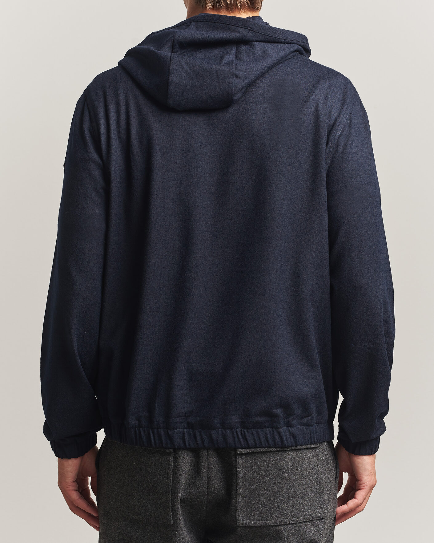 Hombres | Jerséis y prendas de punto | Moncler | Full Zip Flannel Hoodie Navy