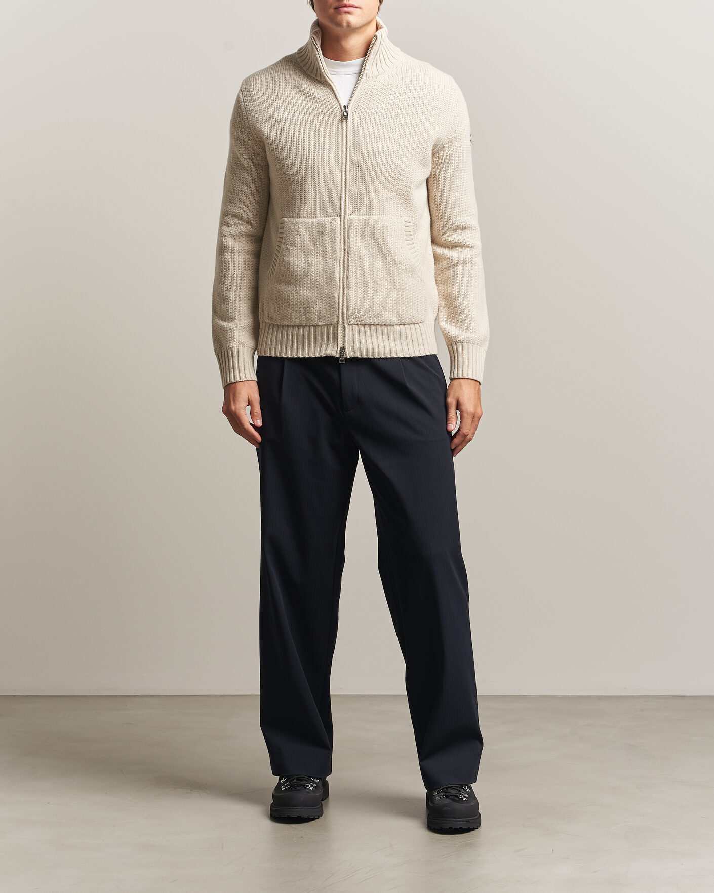 Hombres | Jerséis y prendas de punto | Moncler | Full Zip Cardigan Light Beige